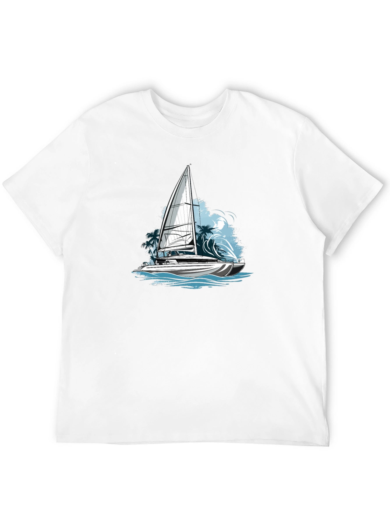 Black Nautical Sailboat Graphic Tee - Black Cotton Blend view 12