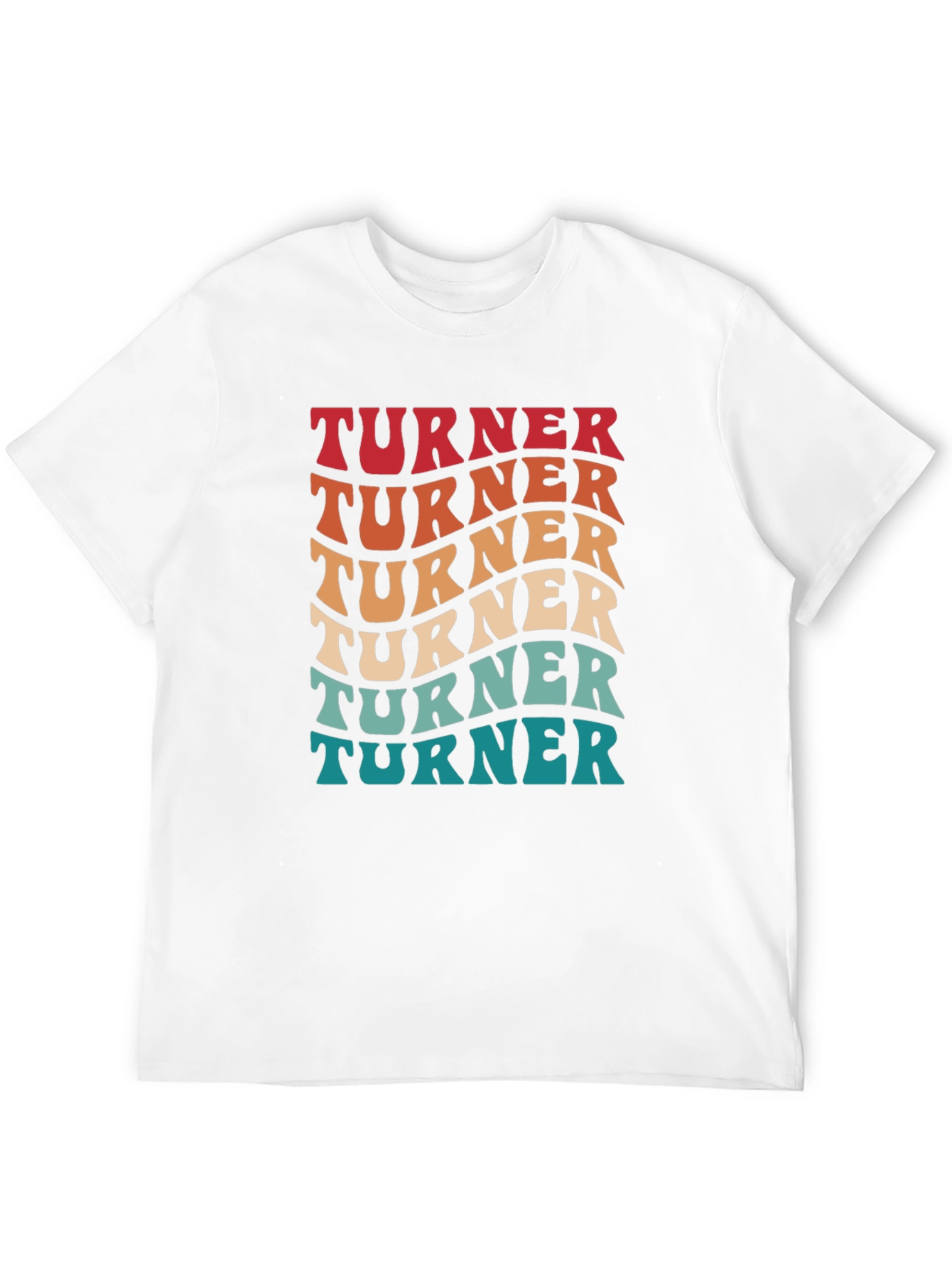 Black Wavy Turner Text Design Tee - Retro Style Shirt view 12