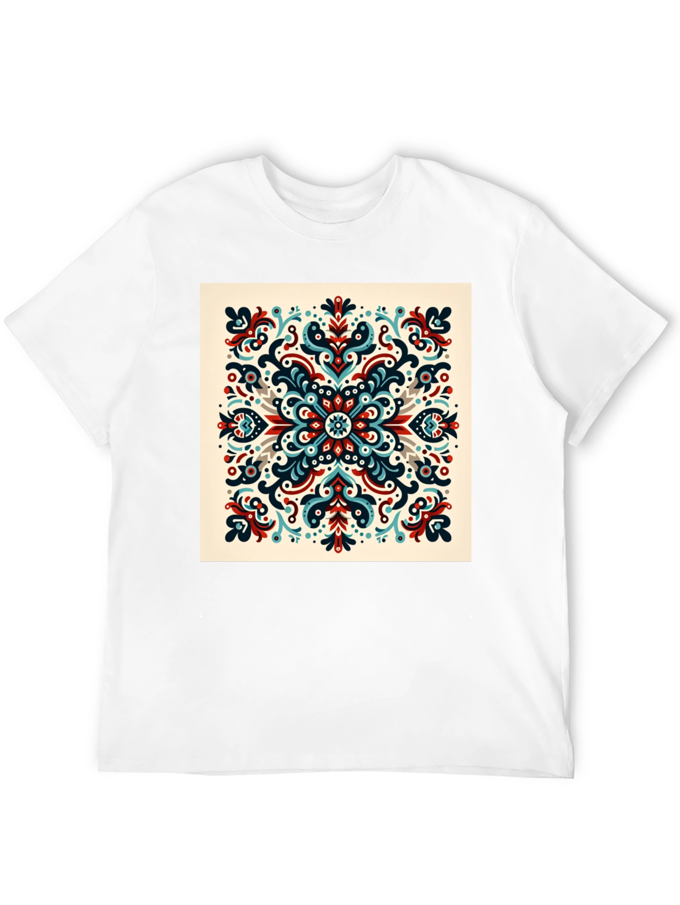 Black Ornamental Mandala Graphic Print Black T-Shirt view 12