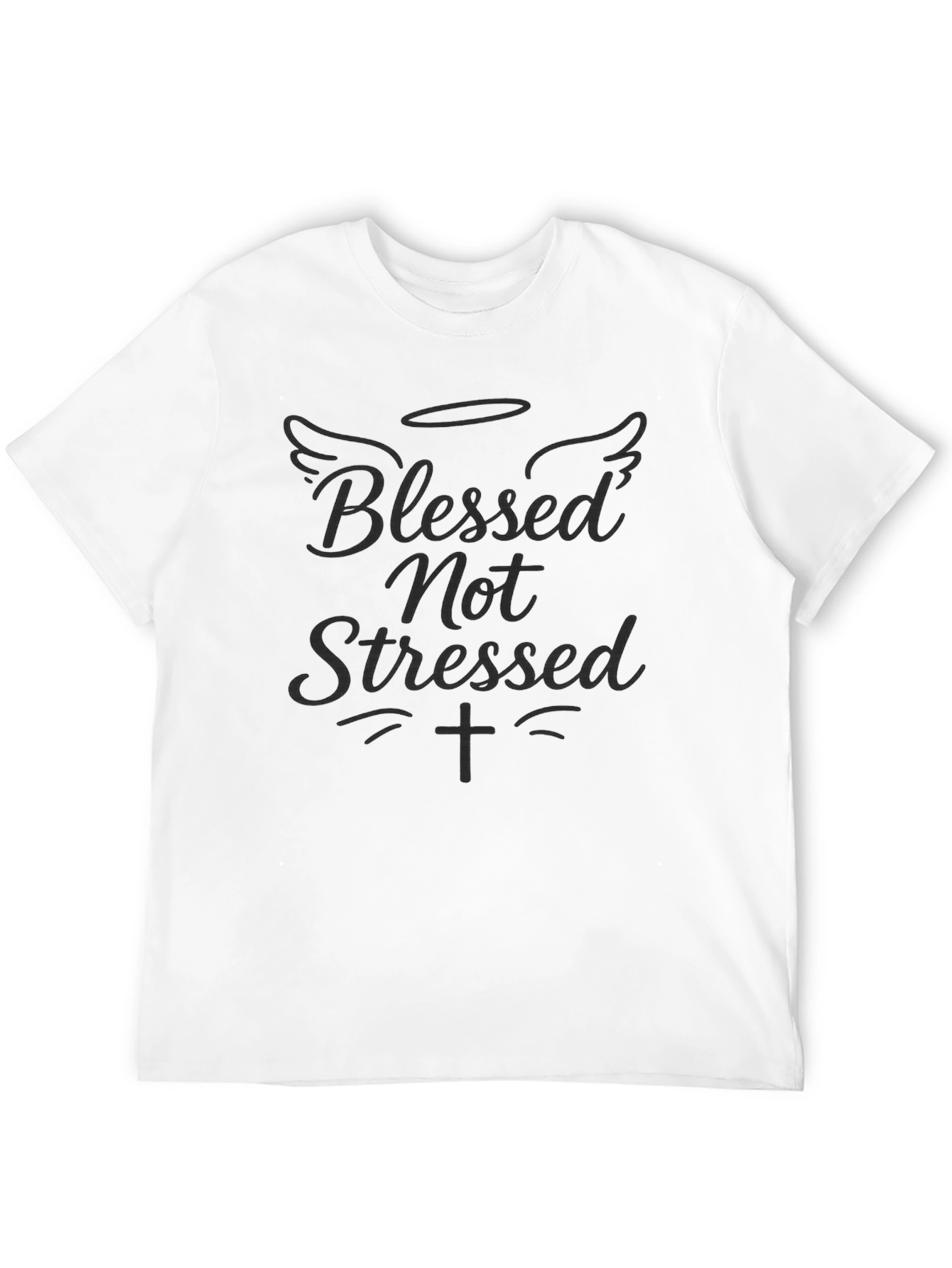 Black Blessed Not Stressed Graphic T-Shirt view 12