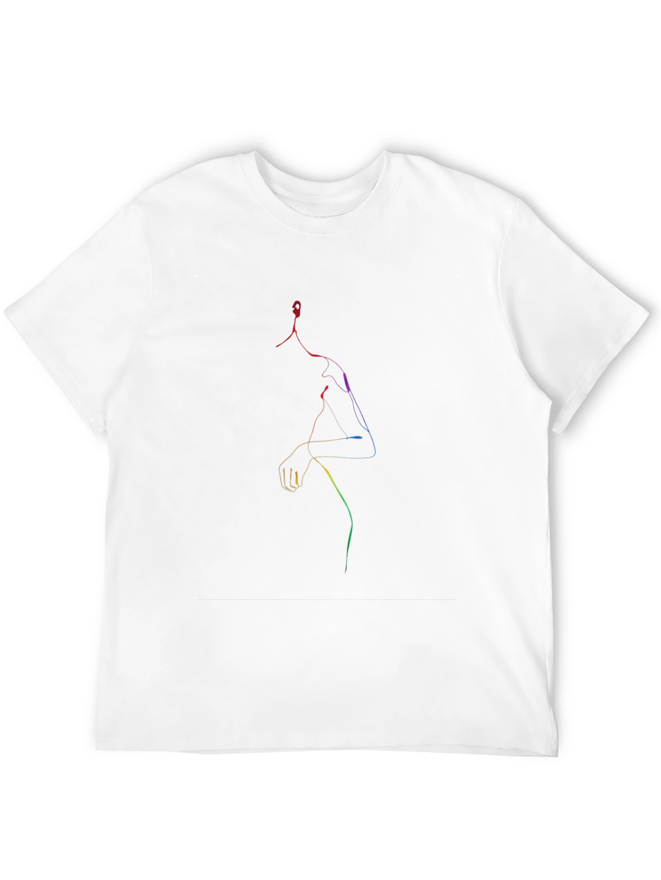 Black Rainbow Line Art Tee - Minimalist Graphic T-Shirt view 12