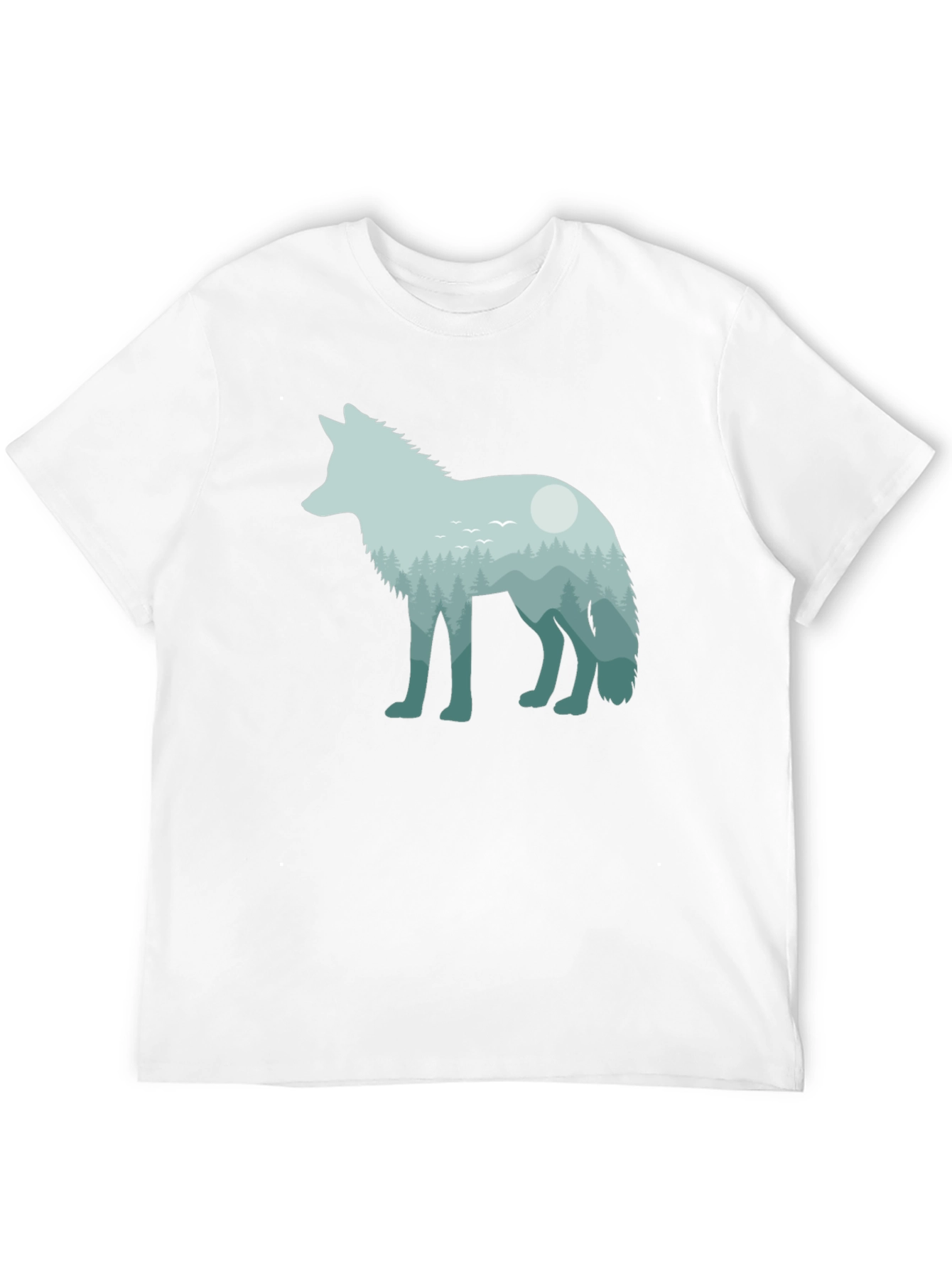 Black Wolf Nature Scene Graphic Tee - Unisex Black T-Shirt view 12