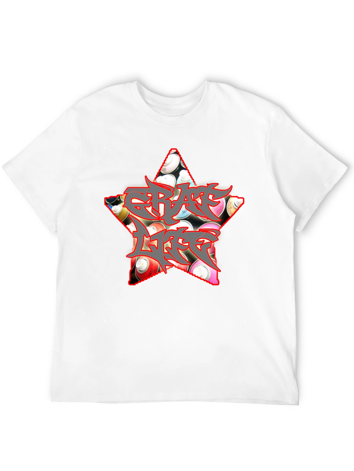 Black Graffiti Life Star T-Shirt - Unique Graphic Tee view 12