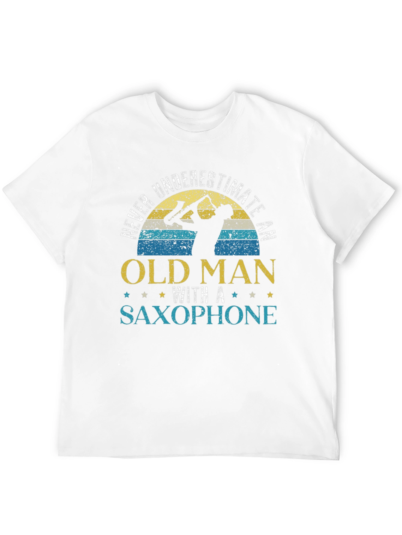 Black Never Underestimate Old Man Saxophone T-Shirt view 12