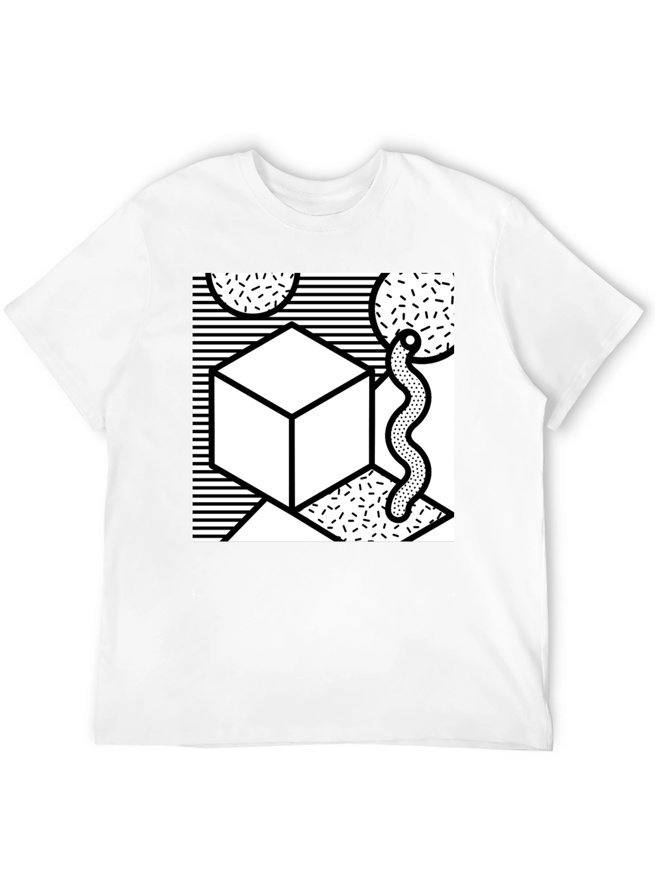 Black Geometric Pattern Black Tee view 12