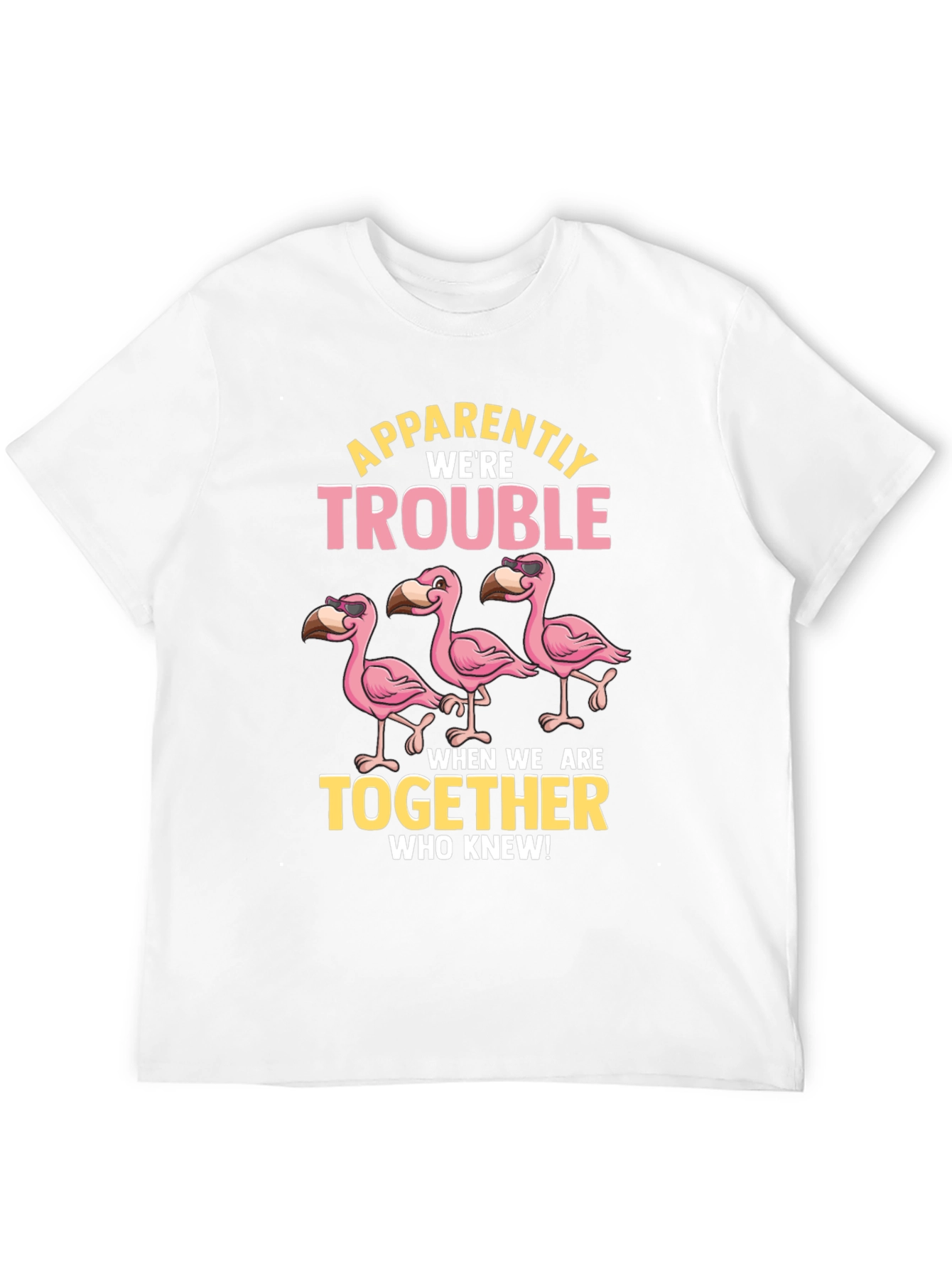Black Funny Flamingo Trouble T-Shirt view 12