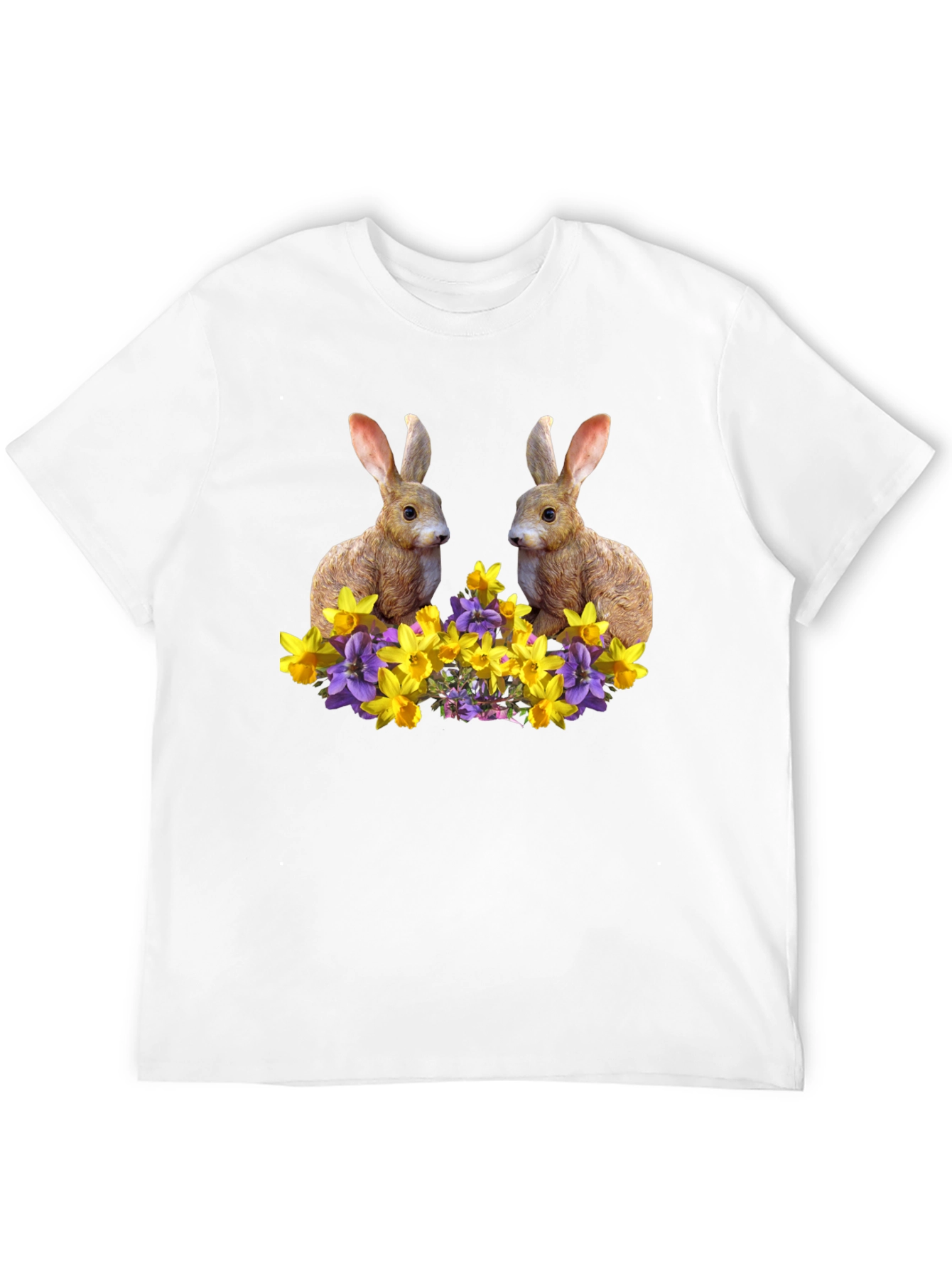 Black Bunny & Floral Print Black T-Shirt view 12