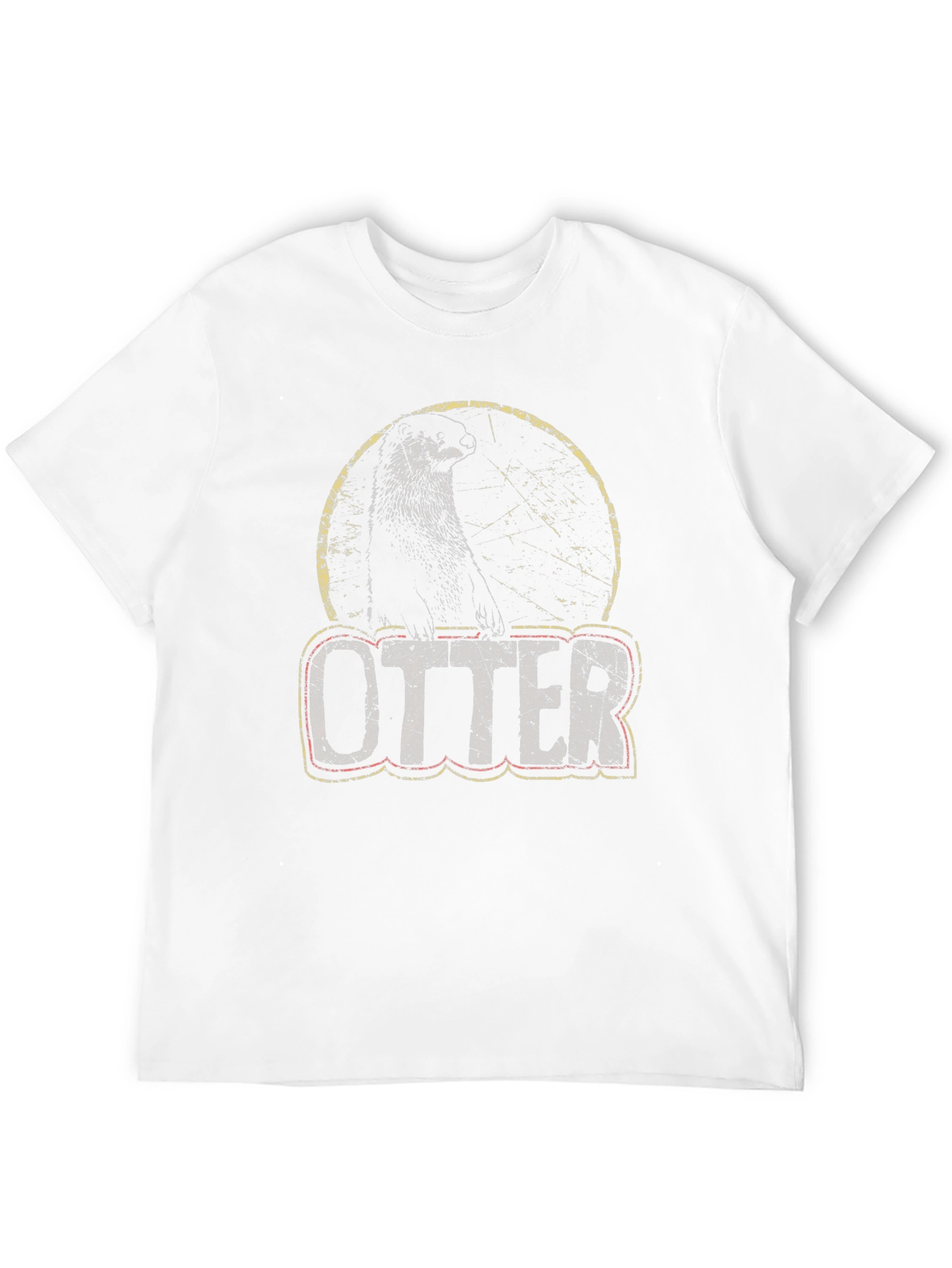 Black Vintage Otter Graphic T-Shirt - Distressed Design view 12
