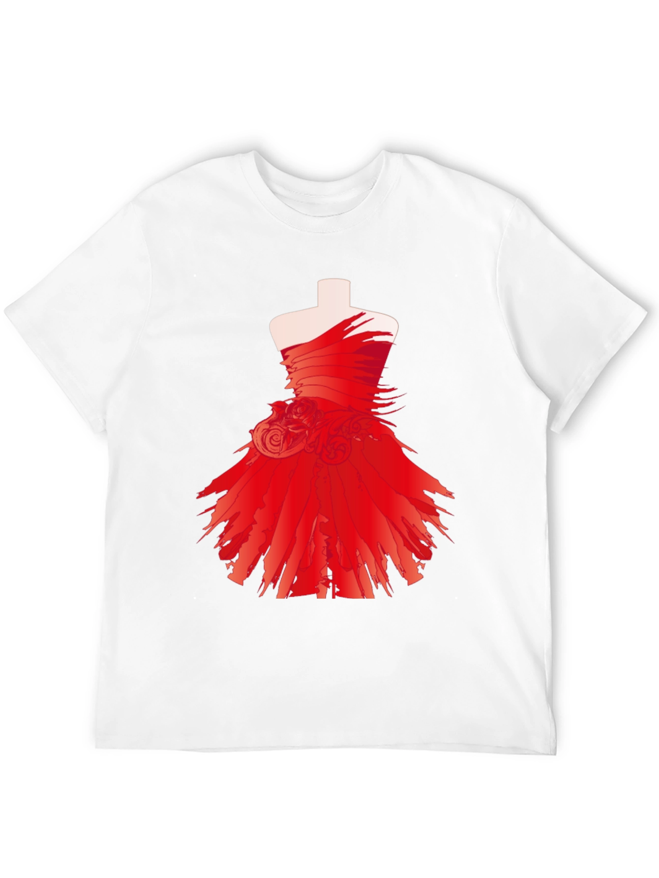Black Statement Black Tee with Red Dress Design view 12