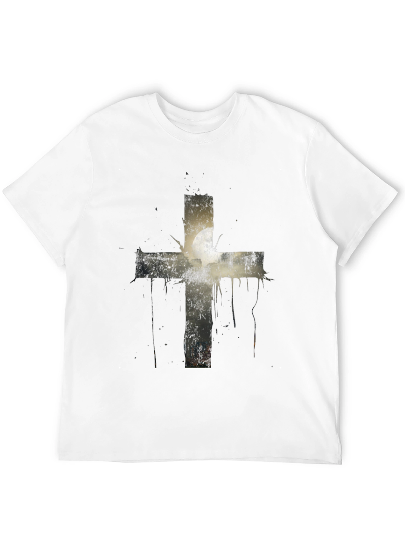 Black Grunge Cross Graphic Print Tee - Black view 12