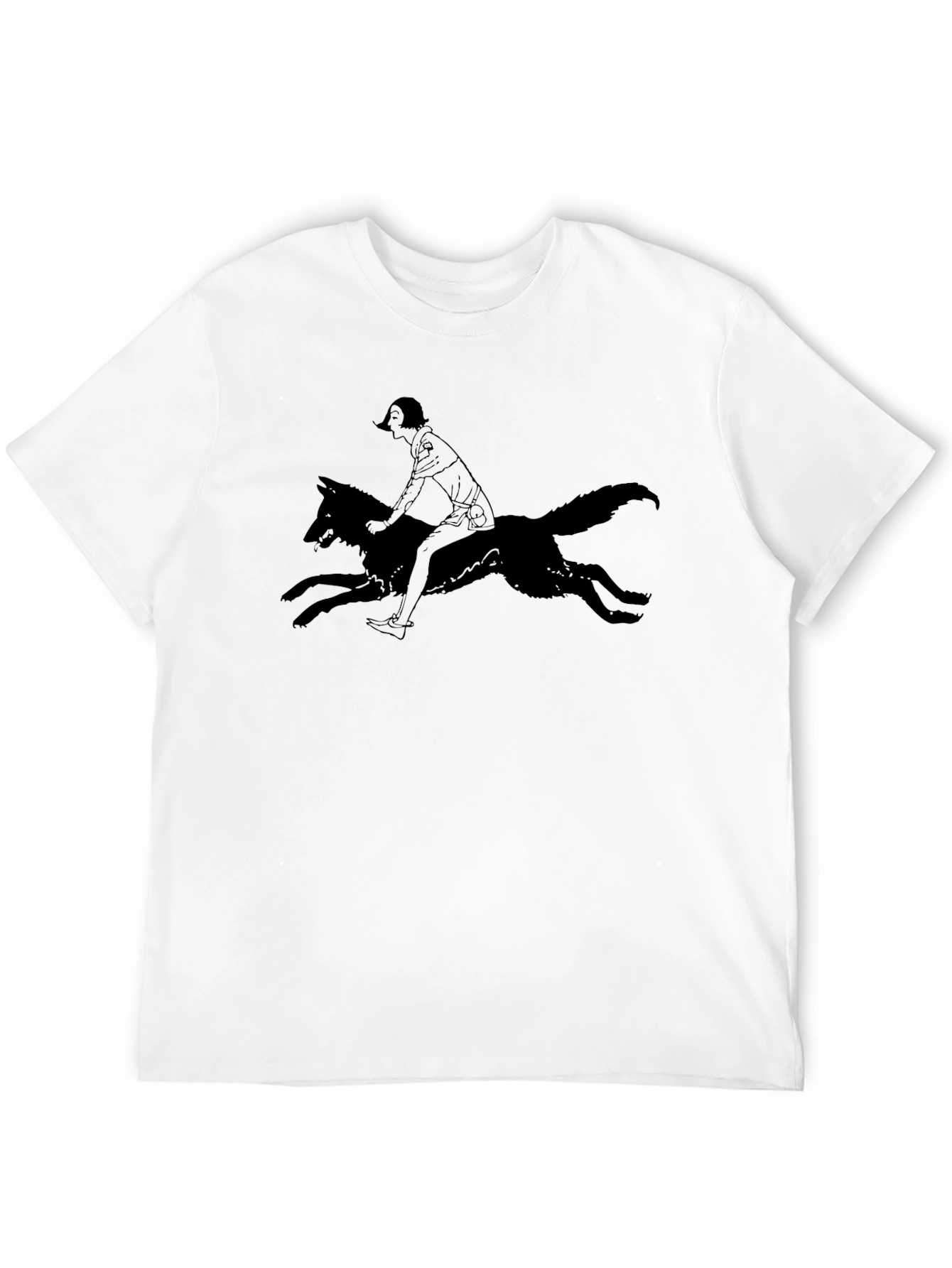 Black Black Tee - Girl Riding Wolf Graphic view 12
