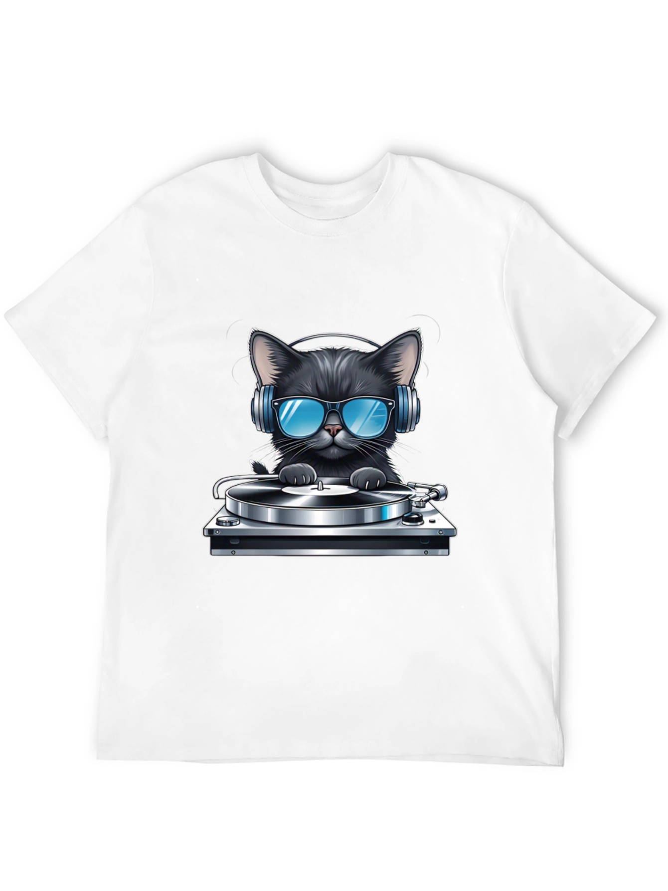 Black DJ Cat T-Shirt - Black view 12