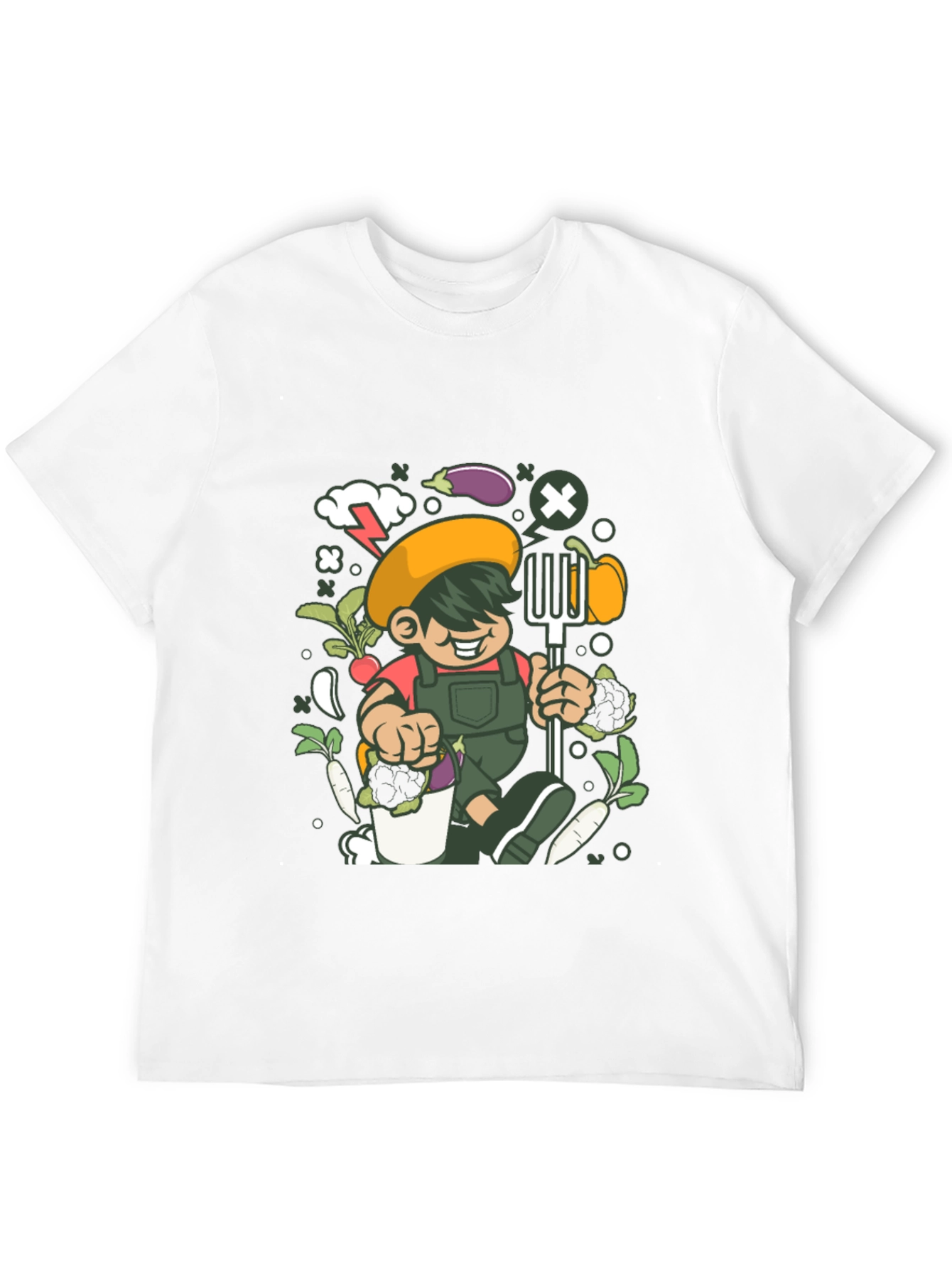 Black Gardener Cartoon T-Shirt, Black Unisex Tee view 12