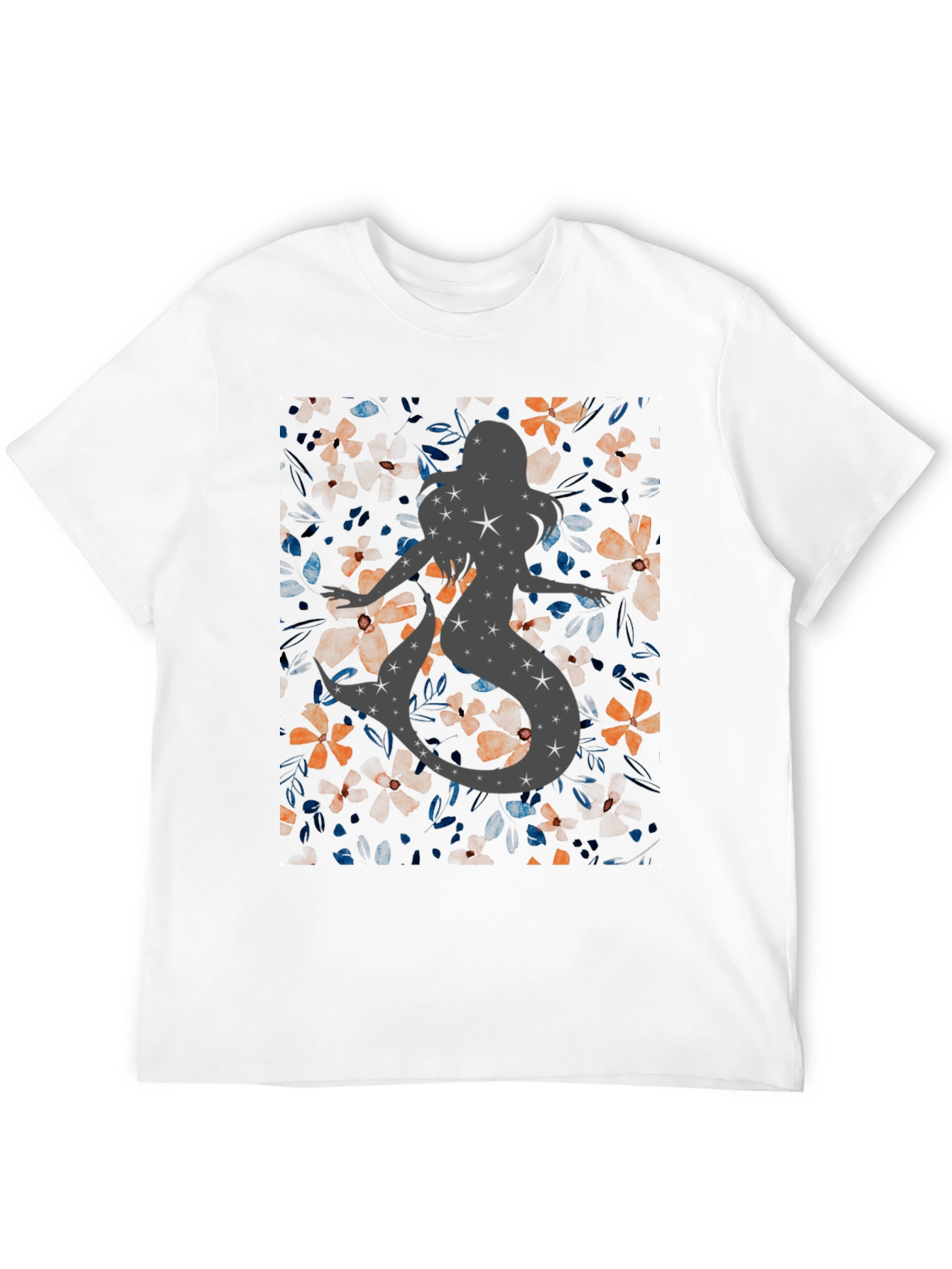 Floral Mermaid Starry Silhouette T-Shirt - 12