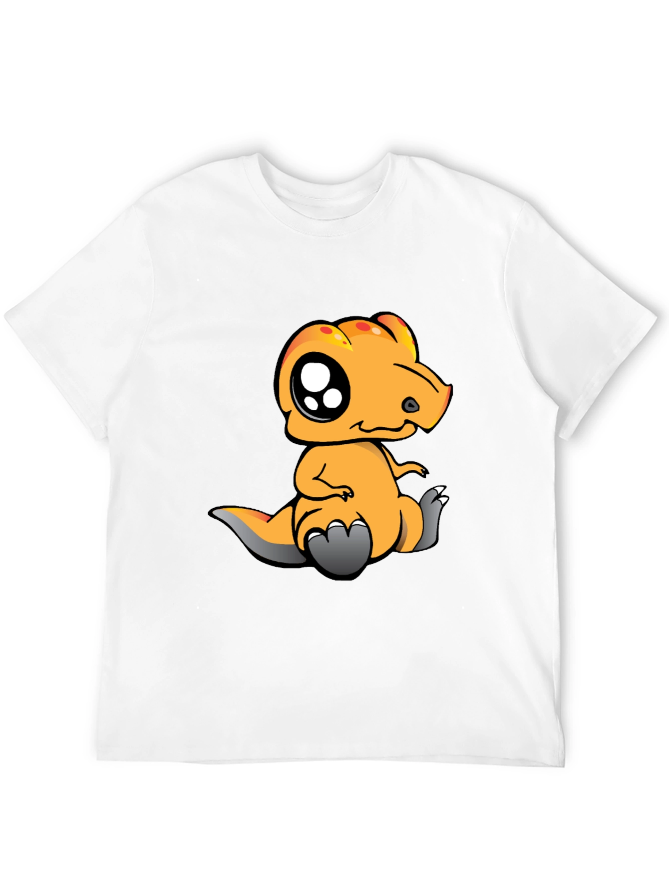 Black Cartoon Dinosaur Graphic Tee - Black Cotton T-Shirt view 12