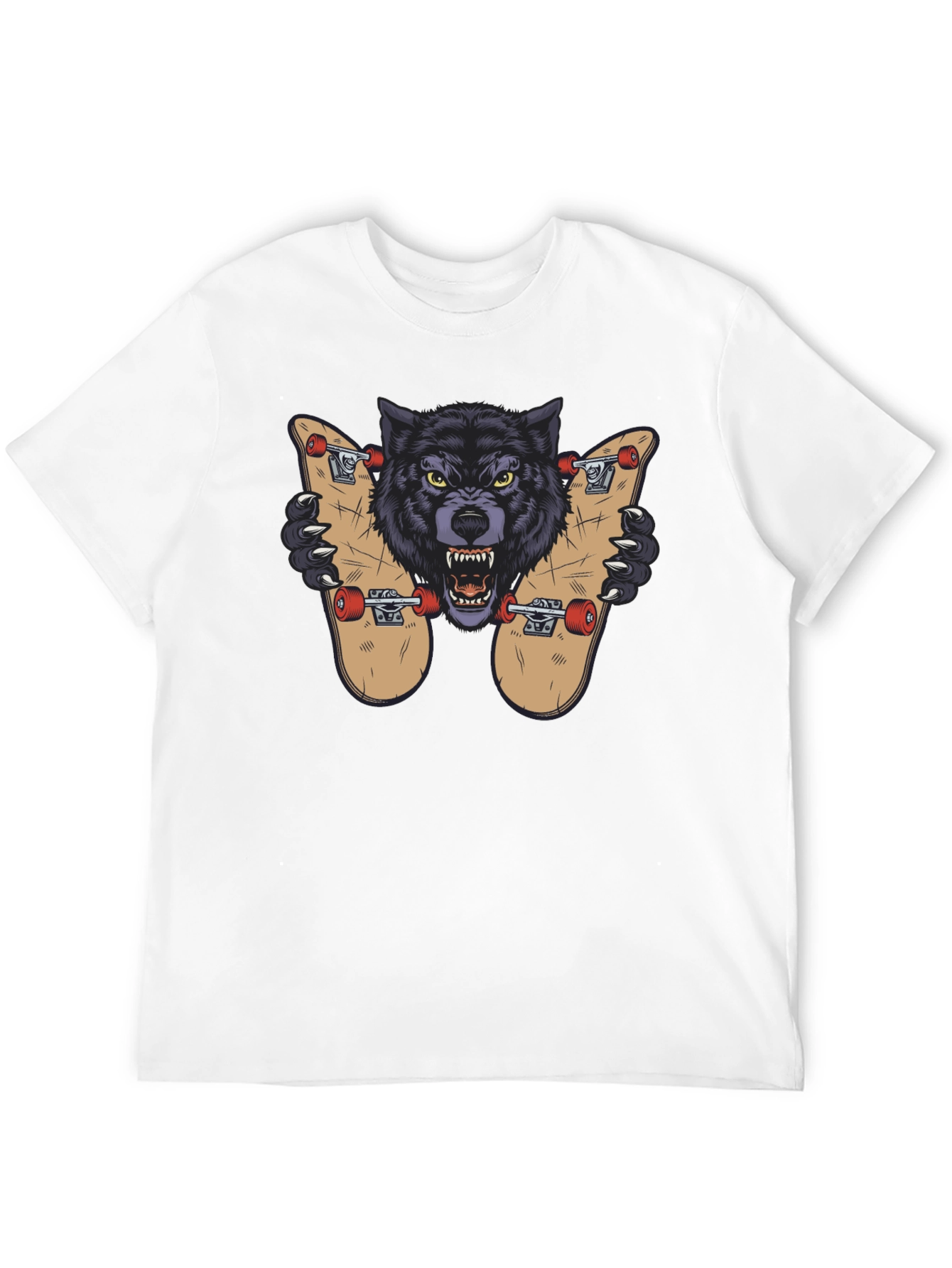 Black Wolf Skateboard Graphic Tee - Cool Streetwear Design view 12