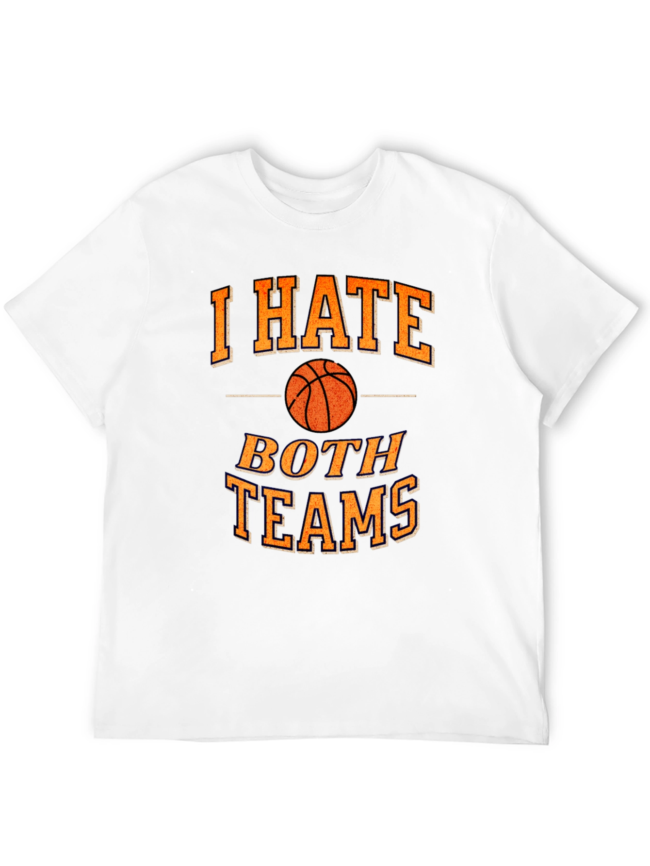 Black Funny Basketball I Hate Both Teams T-Shirt view 12