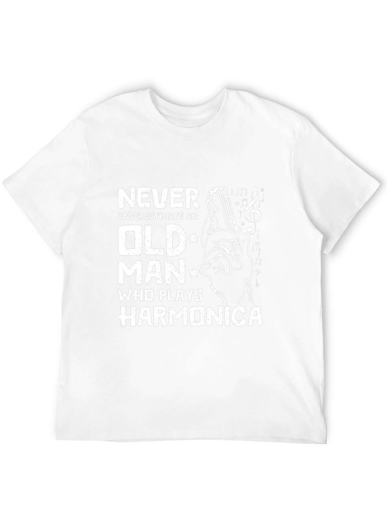 Black Never Underestimate Old Man Harmonica T-Shirt view 12