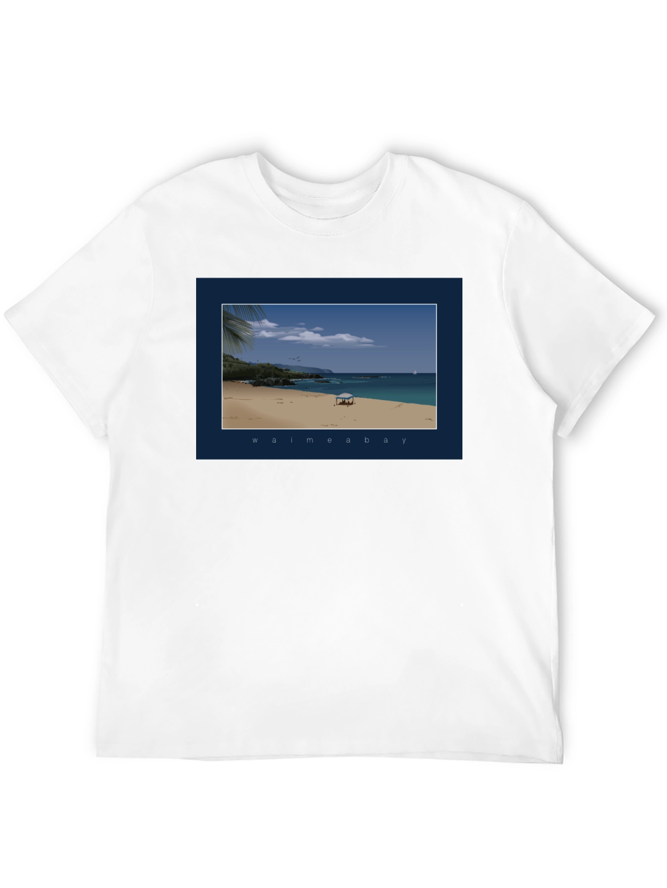 Black Waimea Bay Graphic T-Shirt - Beach Scene Print view 12