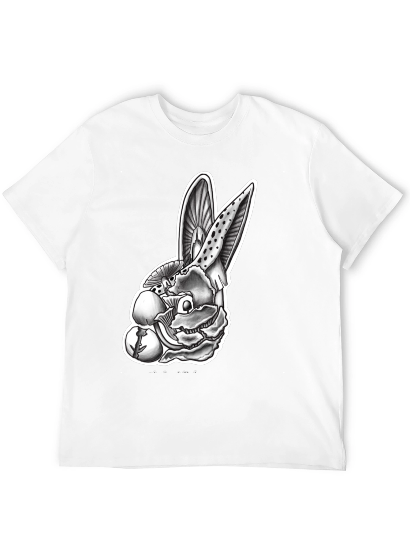 Black Mushroom Rabbit Graphic Tee - Unique Design view 12