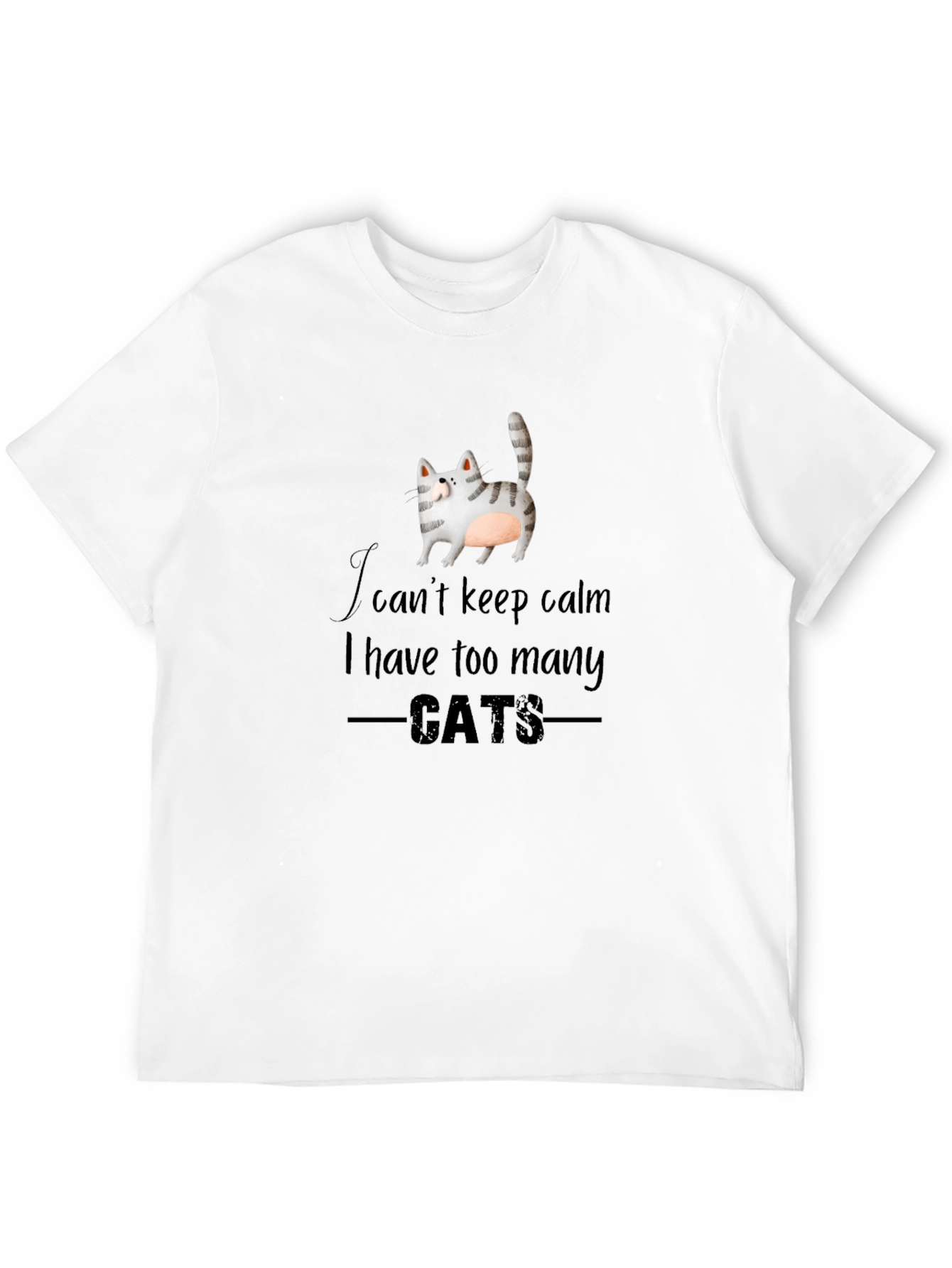 Black I Can't Keep Calm Too Many Cats Black Graphic Tee view 12