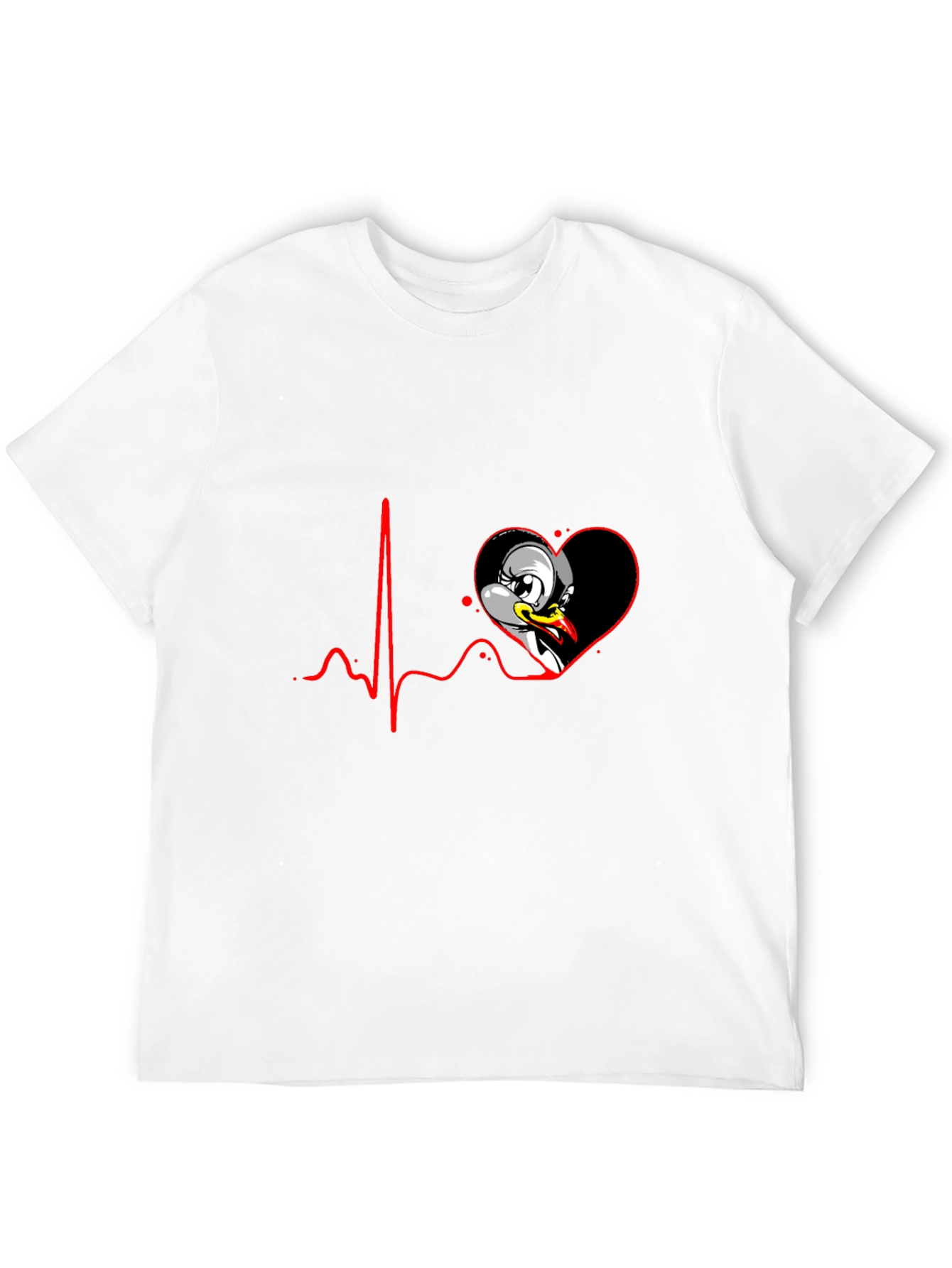 Black Cartoon Heartbeat Duck Tee view 12