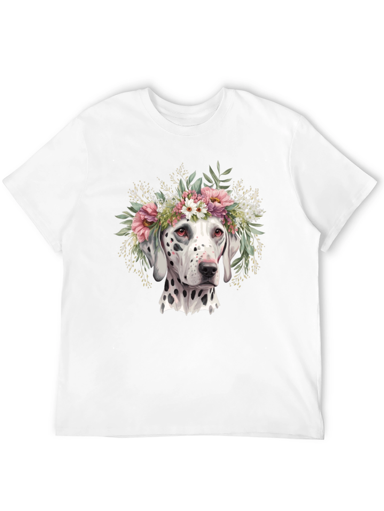 Black Dalmatian Flower Crown T-Shirt view 12