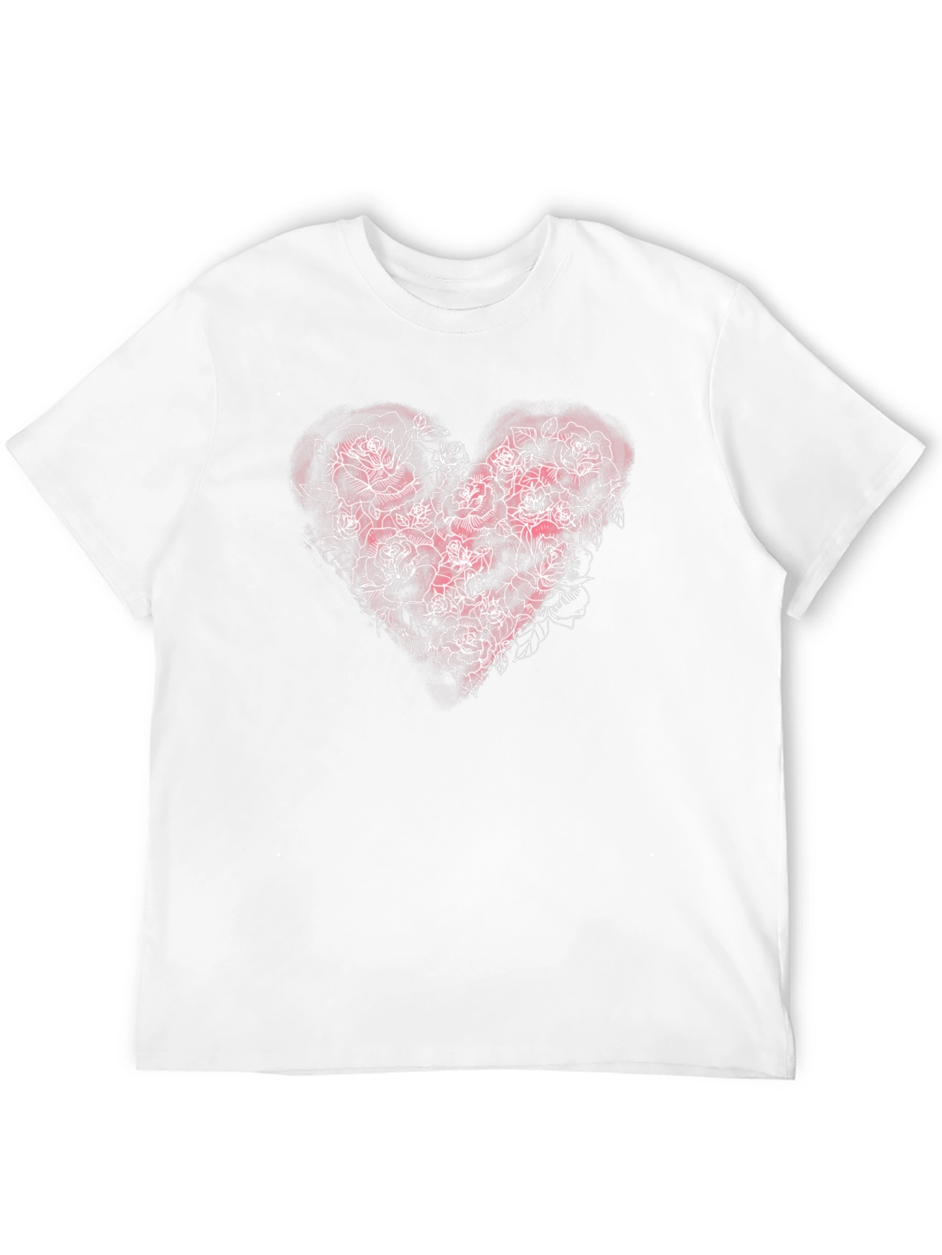 Black Floral Heart Rose T-Shirt - Black view 12