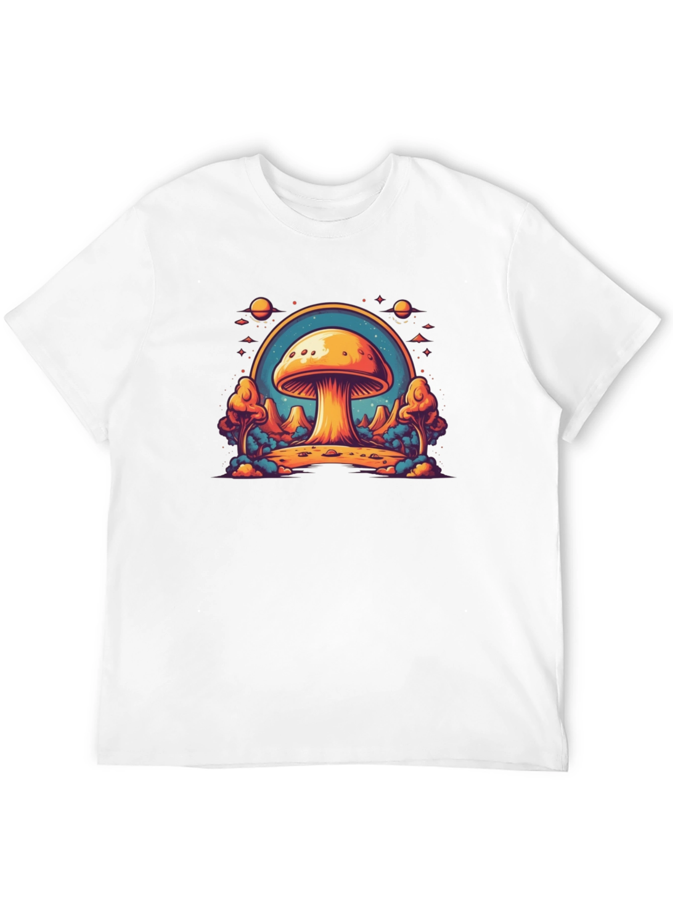 Black Psychedelic Mushroom T-Shirt - Trippy Space Design view 12