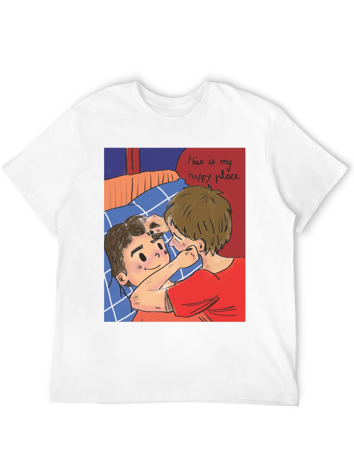 Black Romantic Cartoon Couple Graphic Tee view 12