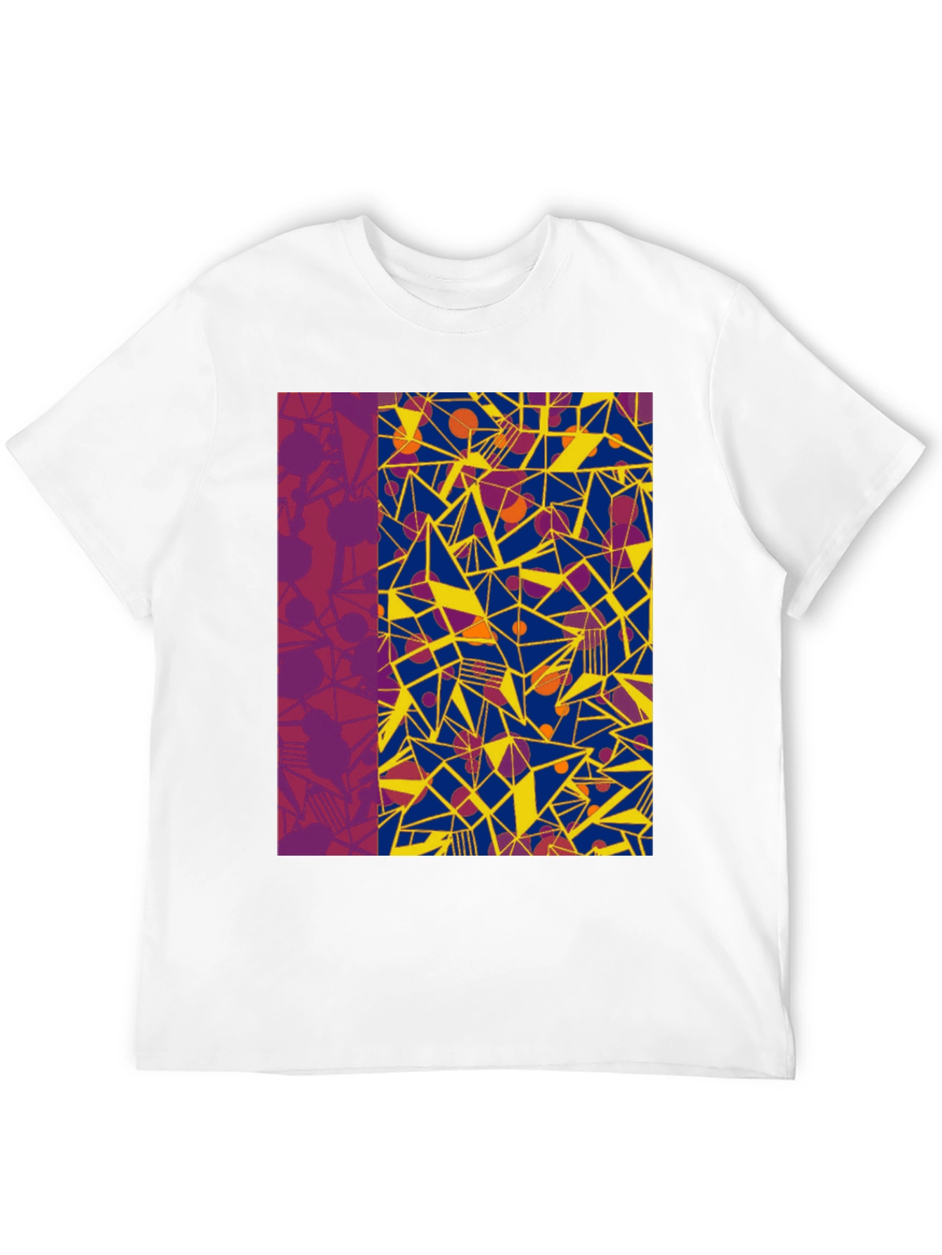 Black Abstract Geometric Print Black T-Shirt view 12