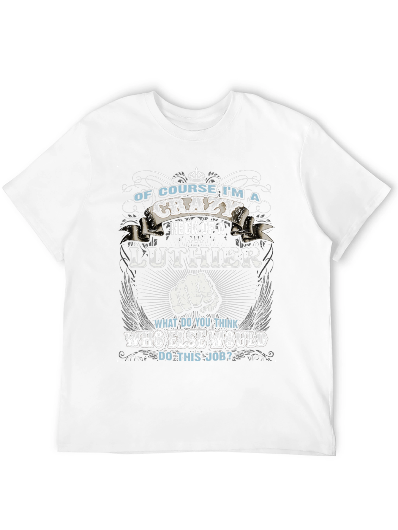 Black Crazy Luthier T-Shirt - Novelty Graphic Tee view 12