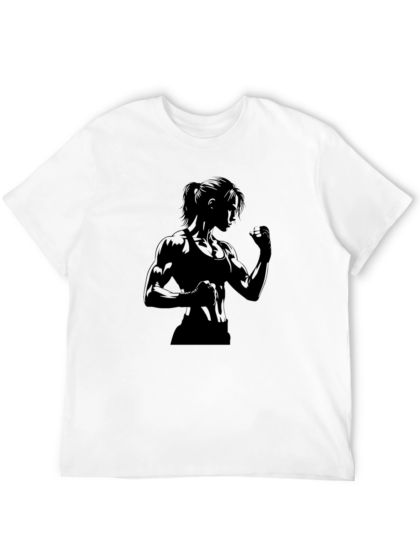 Black Black Graphic Tee: Strong Woman Silhouette view 12