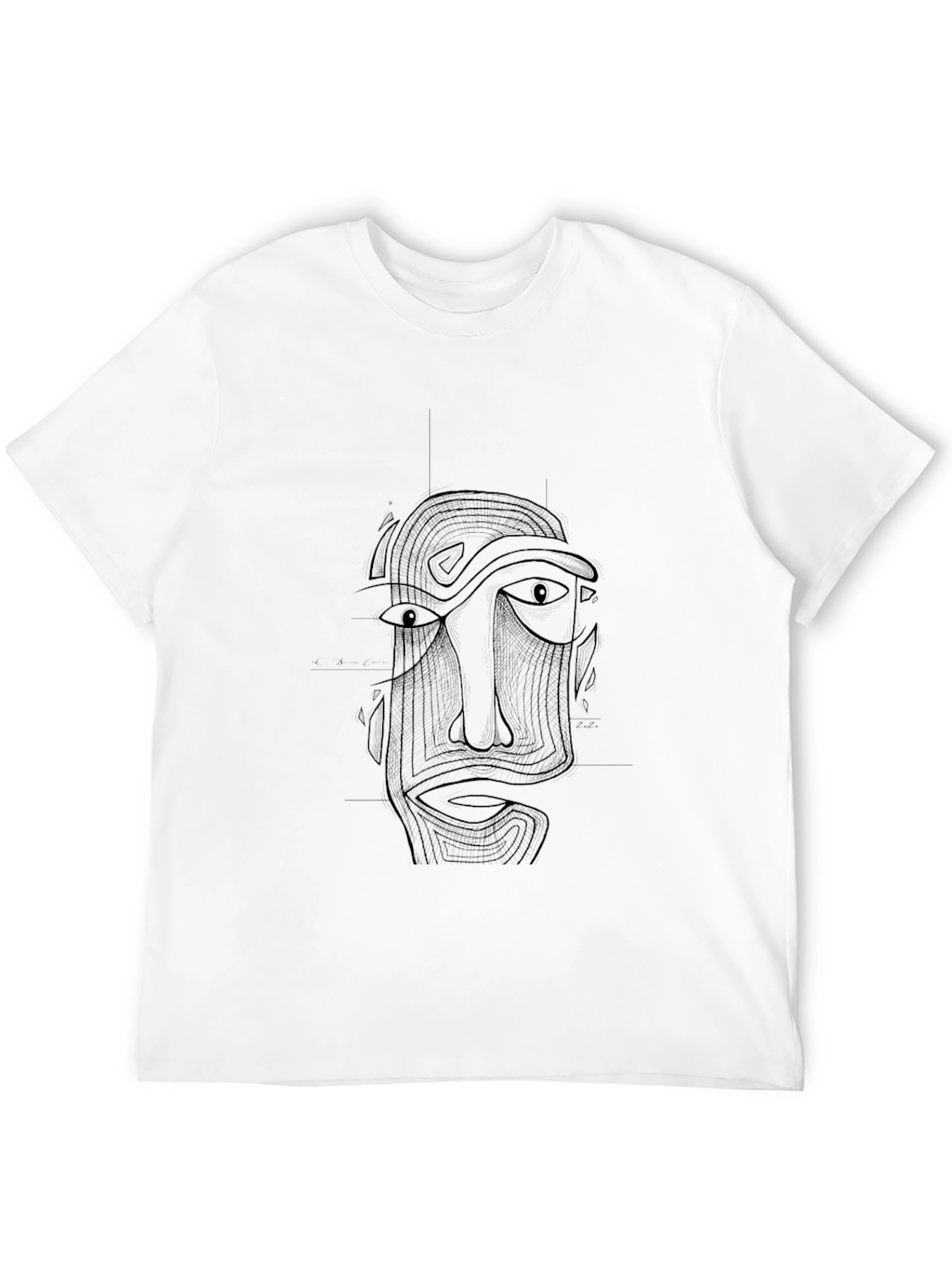 Black Abstract Face Graphic Tee - Modern Art T-Shirt view 12