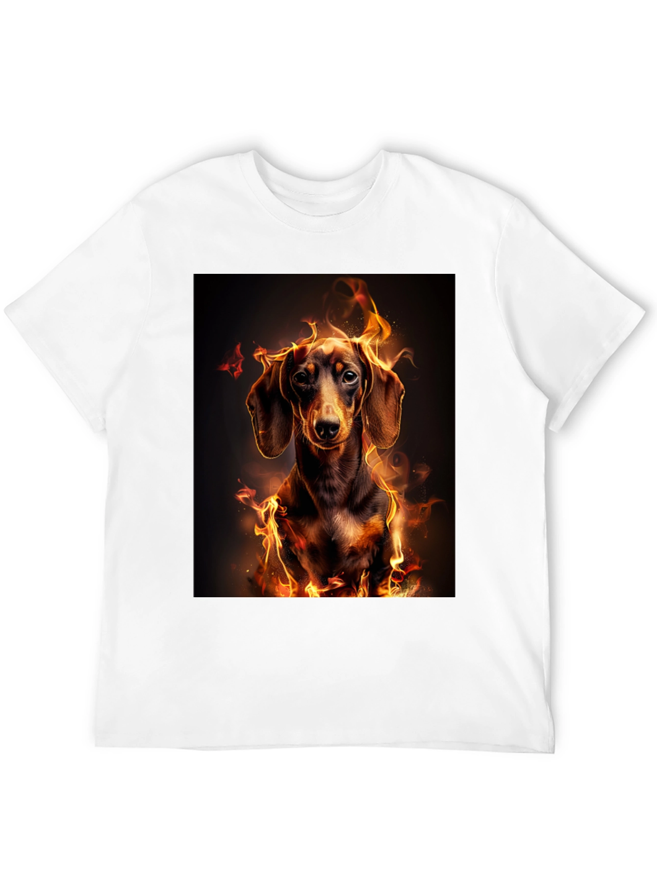Black Fiery Dachshund Graphic Tee - Men's Black T-Shirt view 12