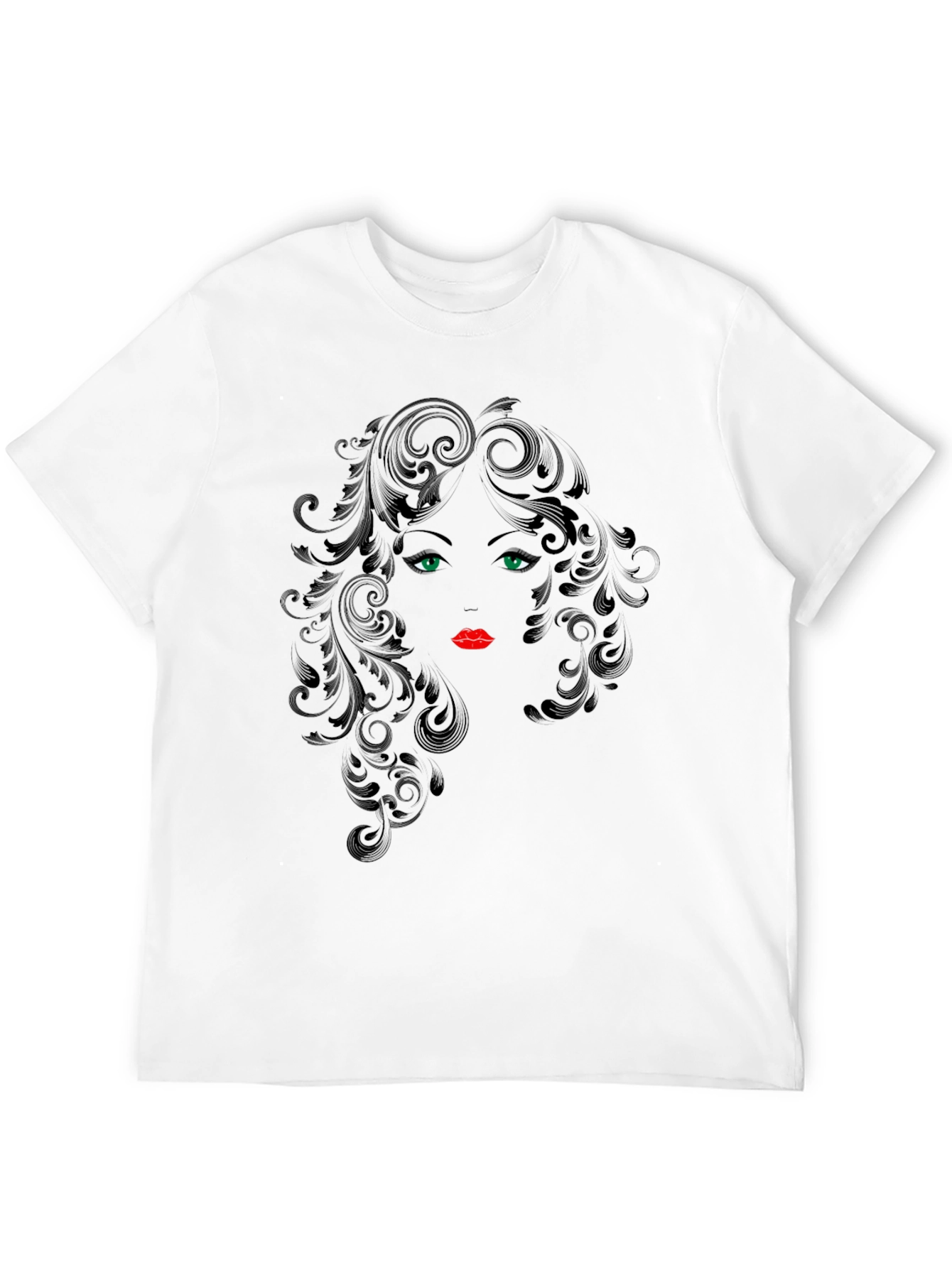 Black Elegant Woman Face Graphic Black T-Shirt view 12