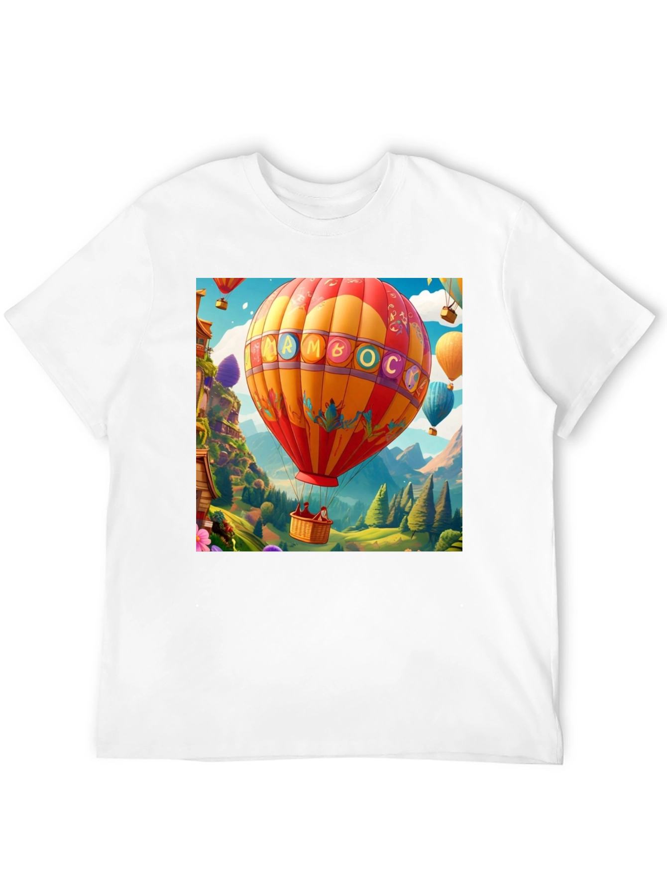 Black Cartoon Hot Air Balloon Graphic Tee view 12
