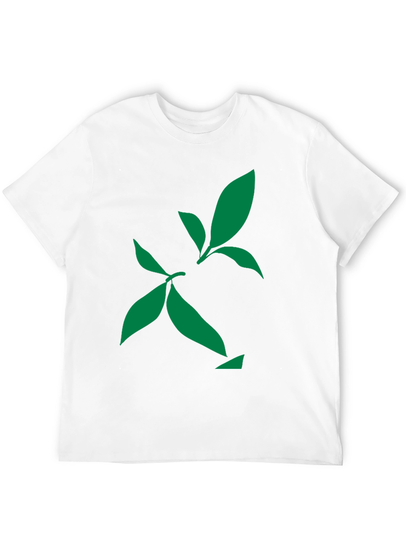 Black Green Leaf Design Black T-Shirt view 12