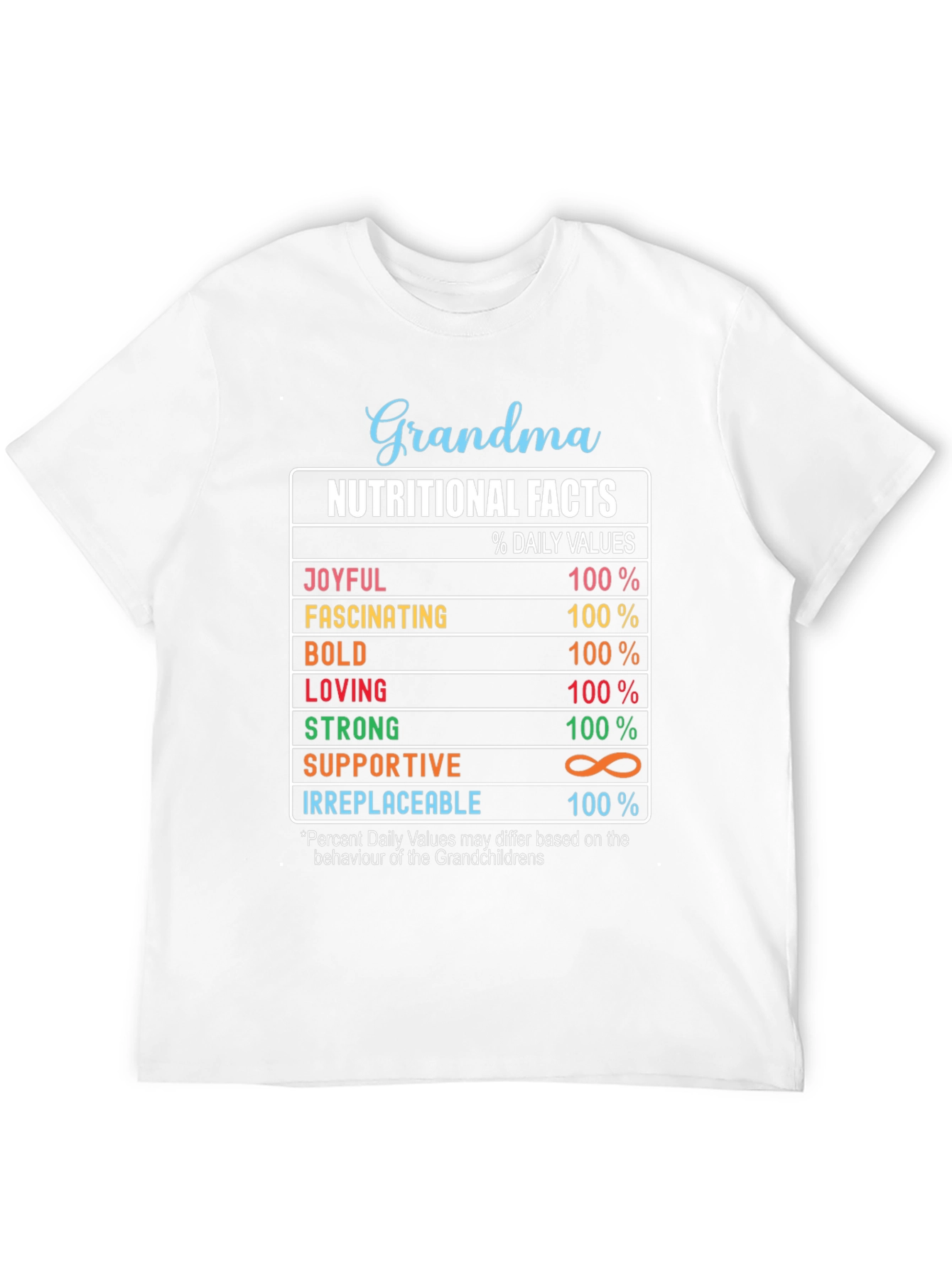 Black Grandma Nutritional Facts Graphic T-Shirt view 12