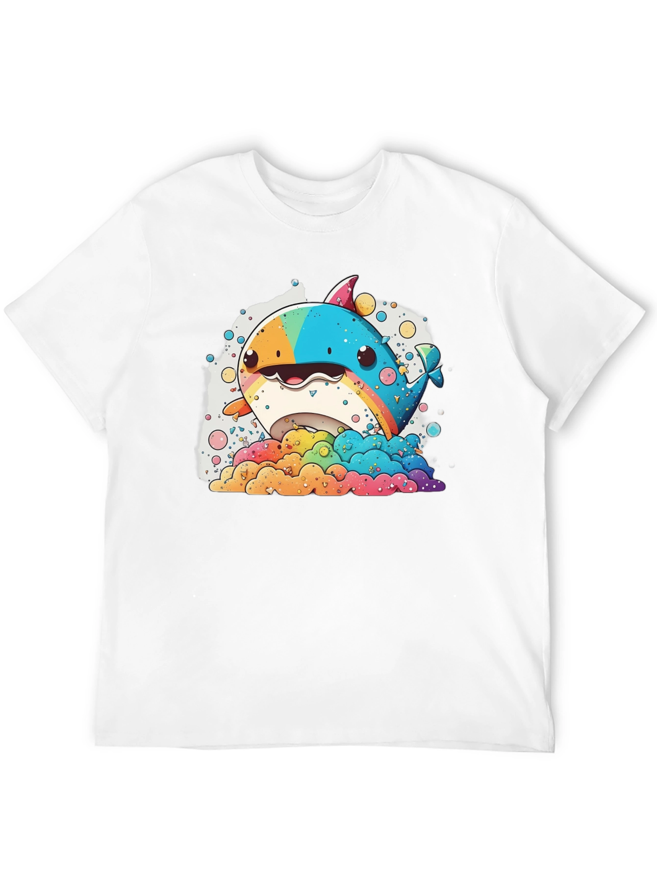 Black Rainbow Whale Graphic Tee - Fun & Colorful Design view 12