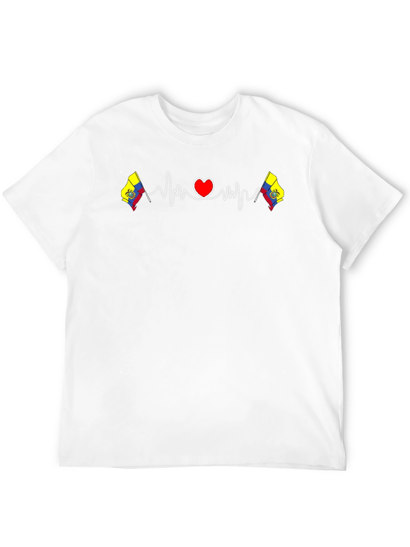 Black Ecuador Flag Heartbeat Graphic T-Shirt view 12