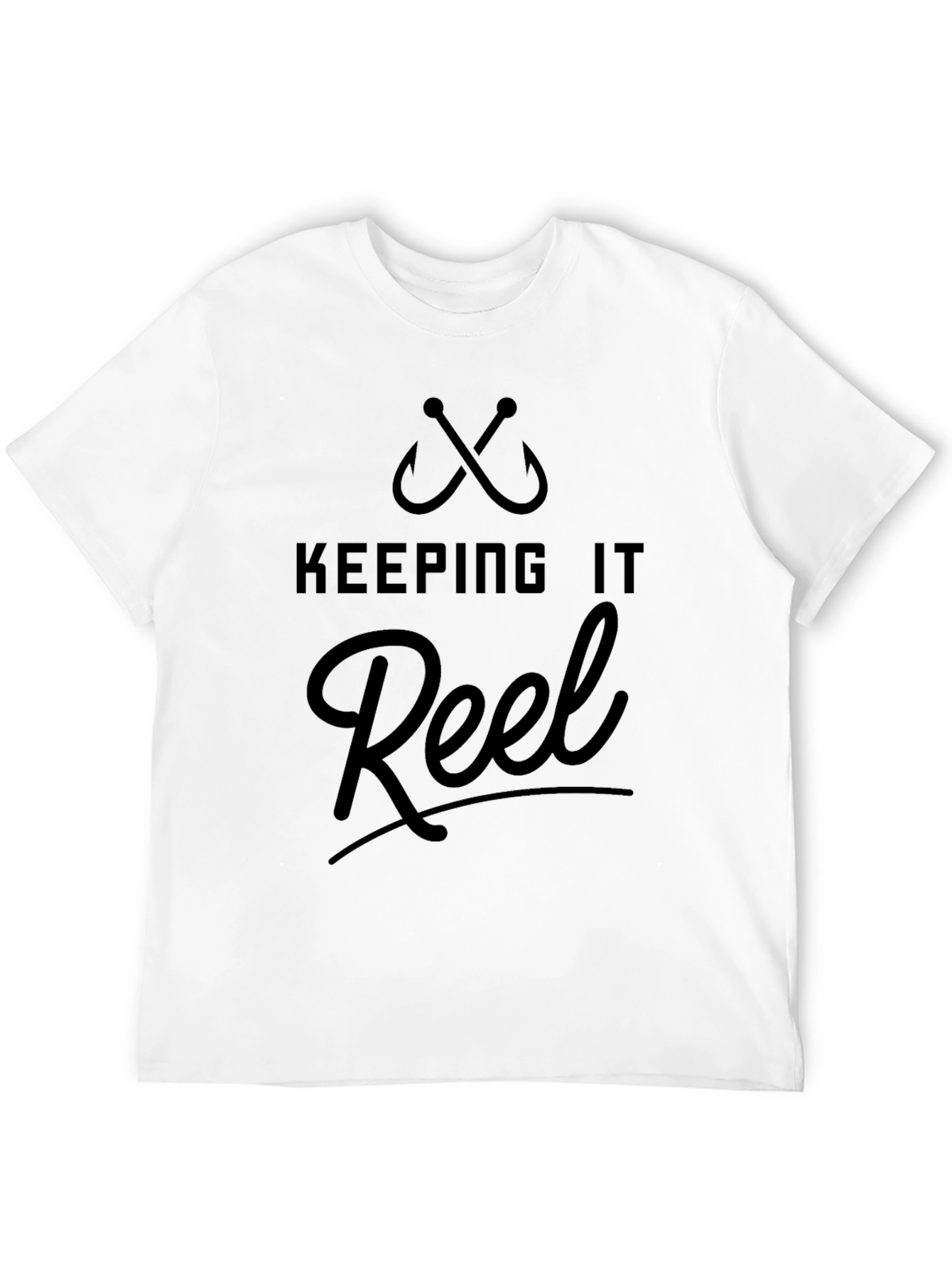 Black Keeping it Reel Black T-Shirt - Fishing Hook Design view 12