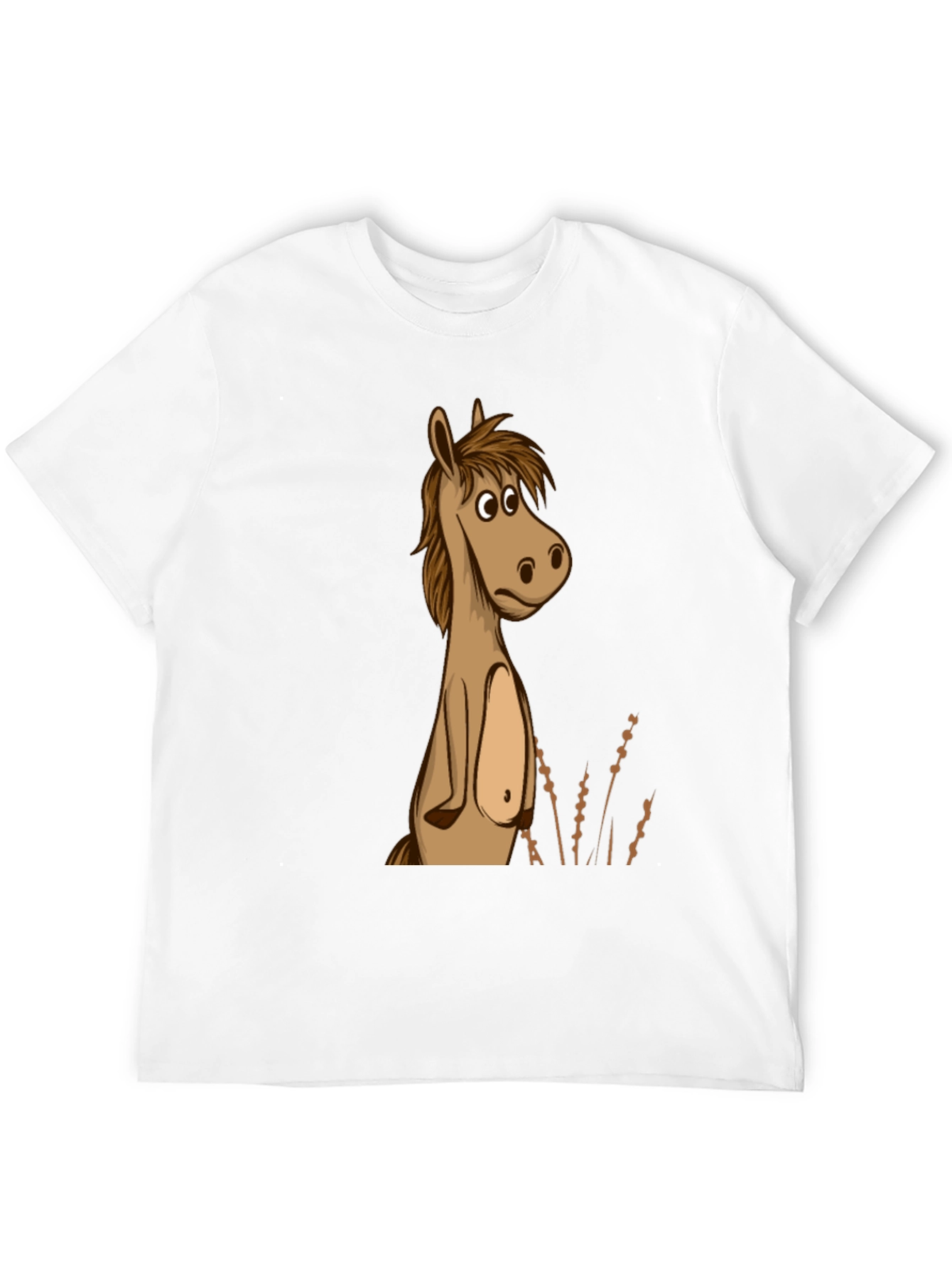 Black Funny Horse Cartoon Graphic Black T-Shirt view 12