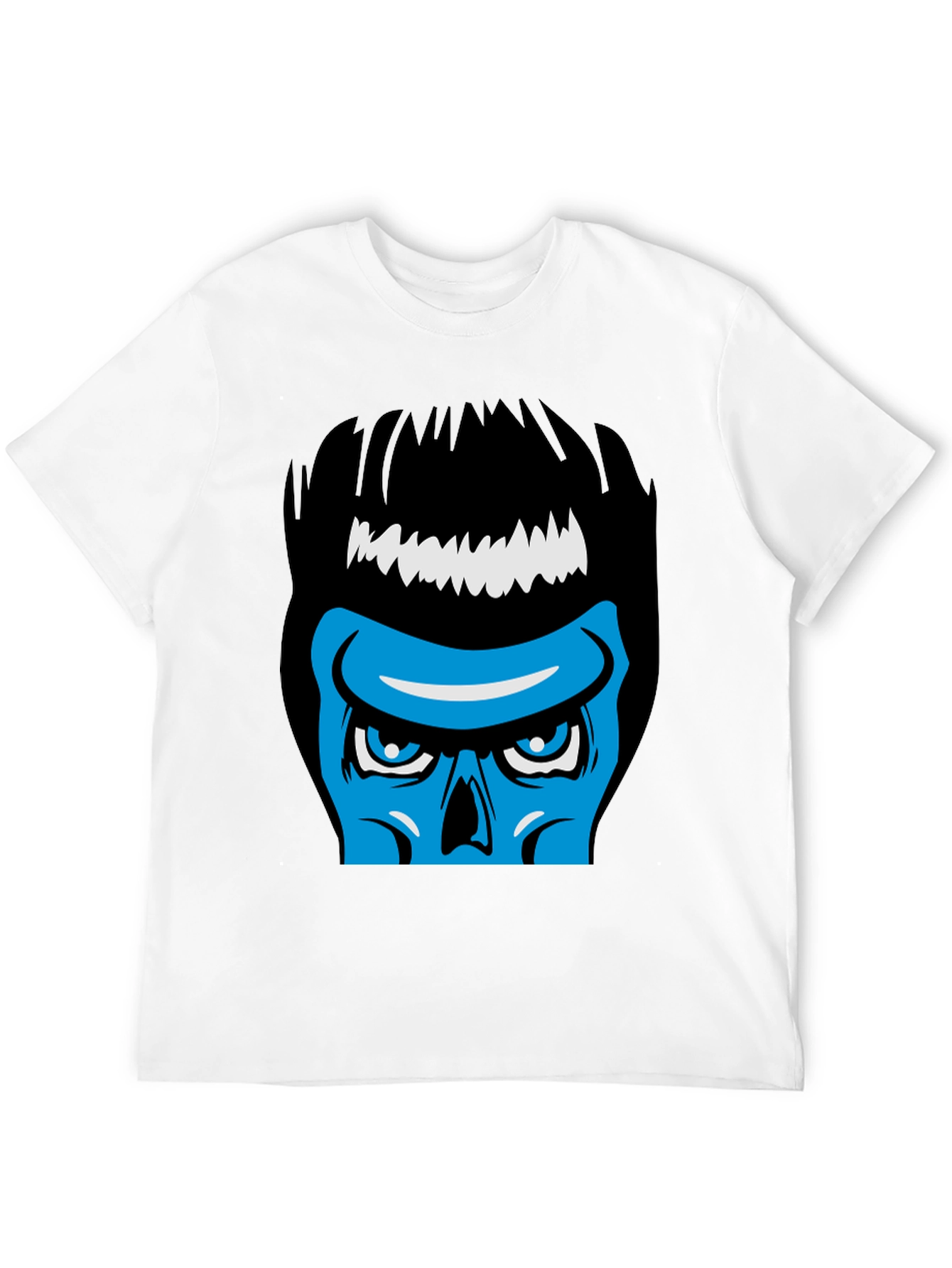 Black Blue Skull Graphic Black T-Shirt - Cool & Edgy Design view 12