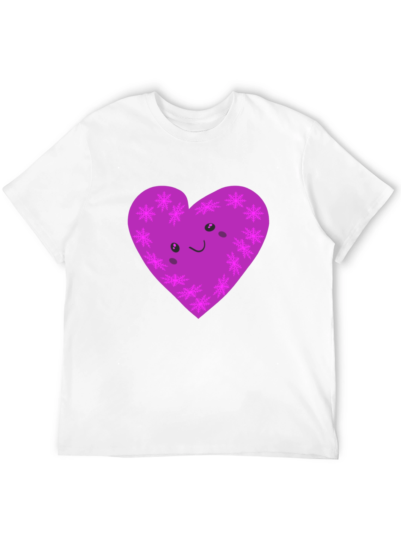 Black Cute Purple Snowflake Heart Graphic T-Shirt view 12