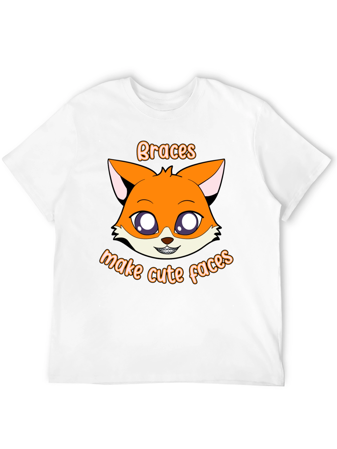 Black Cute Fox Braces T-Shirt - Make Cute Faces! view 12