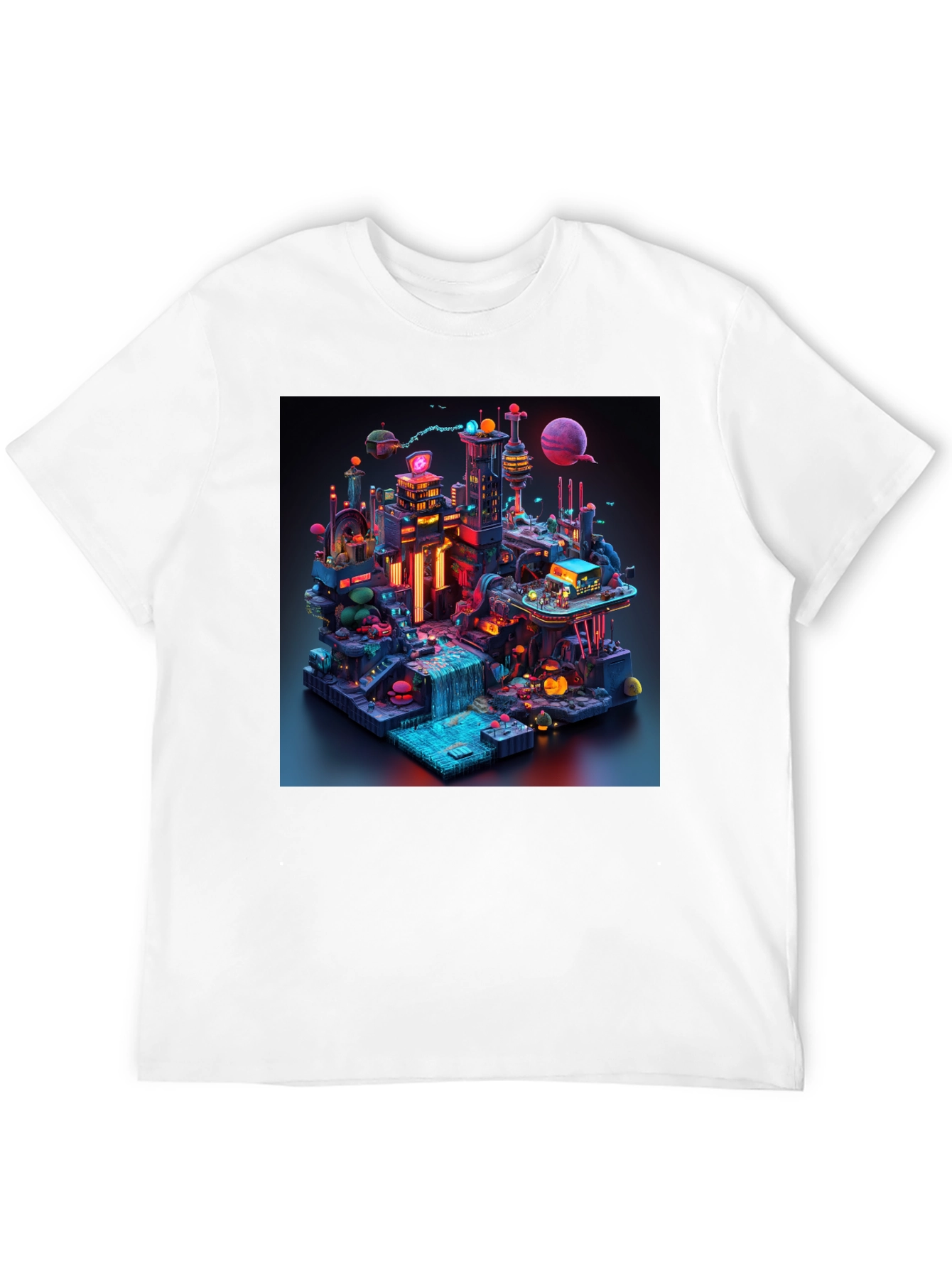 Black Futuristic Cityscape Graphic Tee view 12