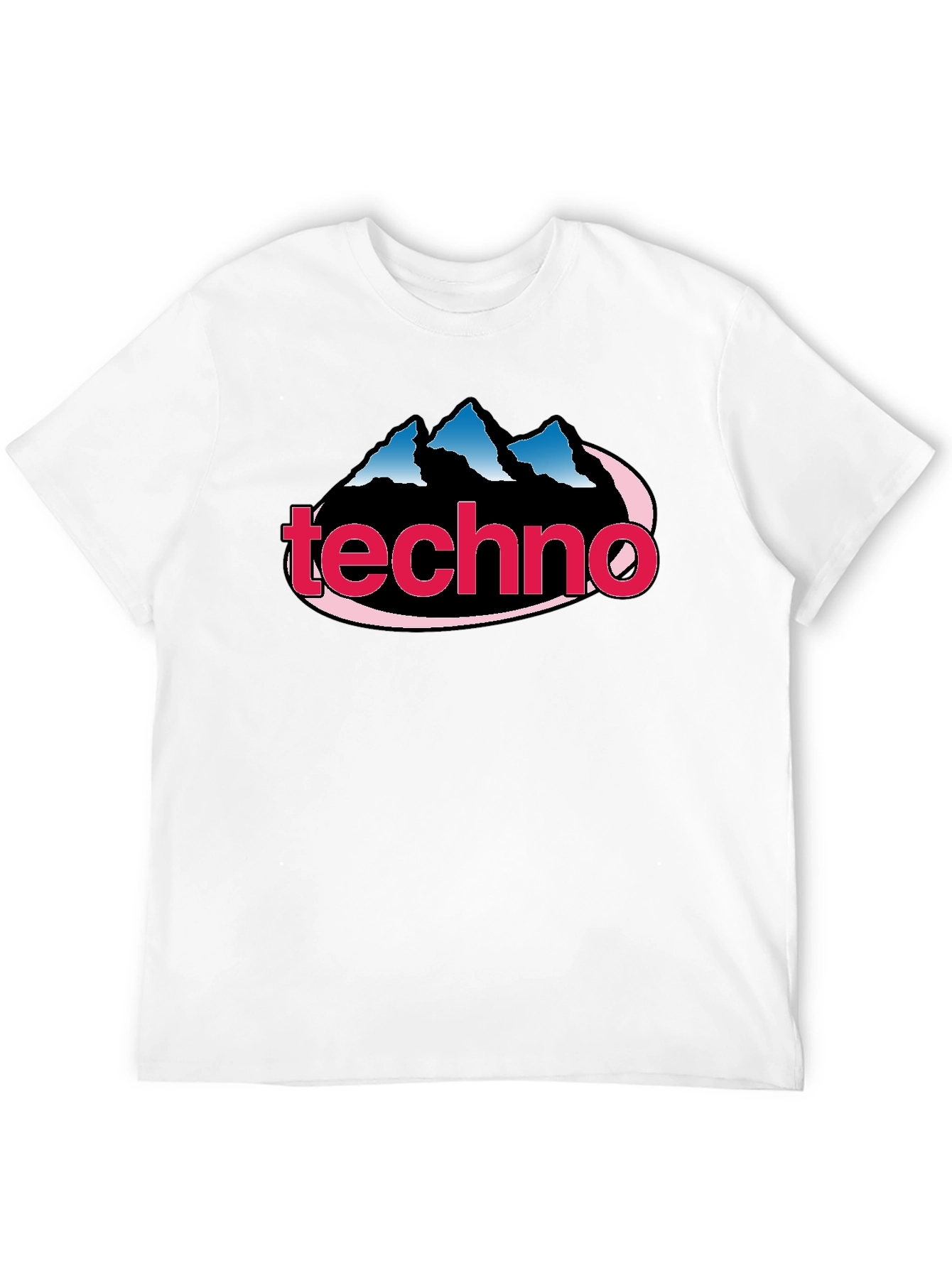 Black Techno Music Graphic Tee - Classic Style, Mountain Logo view 12