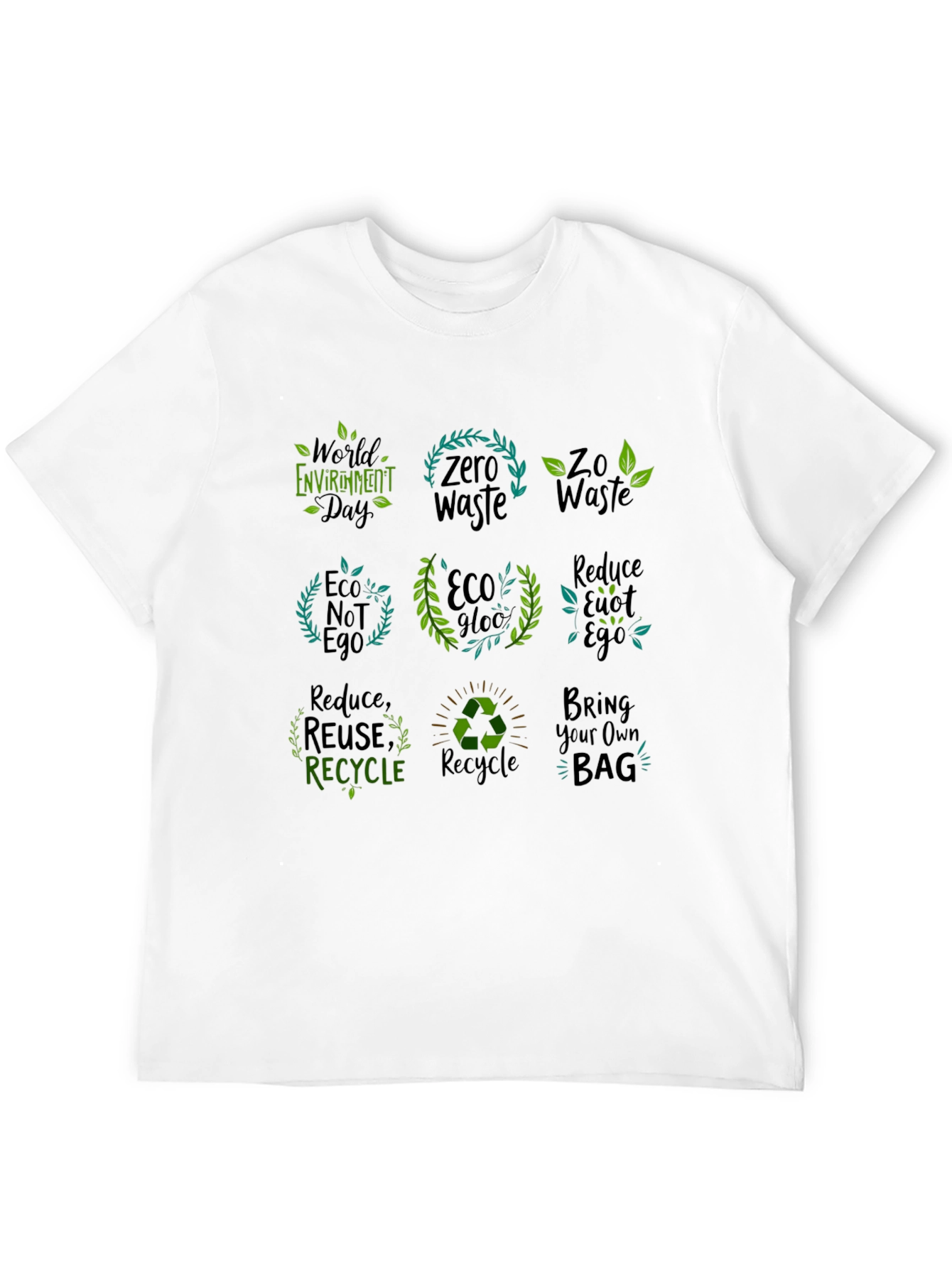 Black Eco-Friendly Graphic T-Shirt - Zero Waste & Recycling Design view 12