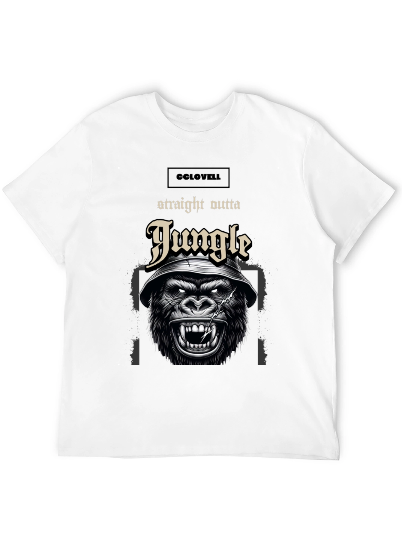 Black Straight Outta Jungle Gorilla Graphic Tee - Black view 12